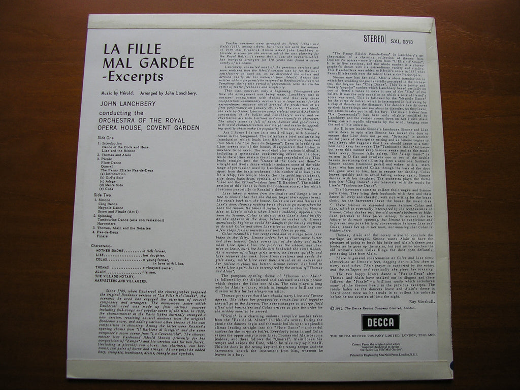 HEROLD: LA FILLE MAL GARDEE     LANCHBERY / OROHCG    ED1     SXL 2313