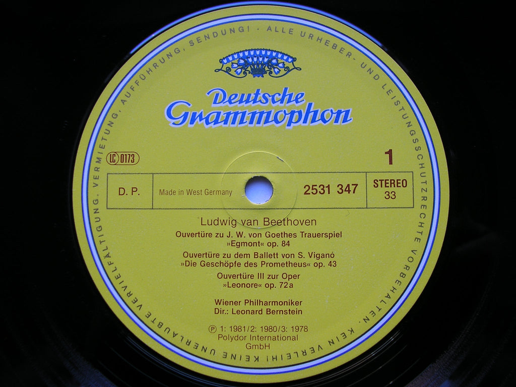 BEETHOVEN: SIX OVERTURES      BERNSTEIN / VIENNA PHILHARMONIC     2531 347