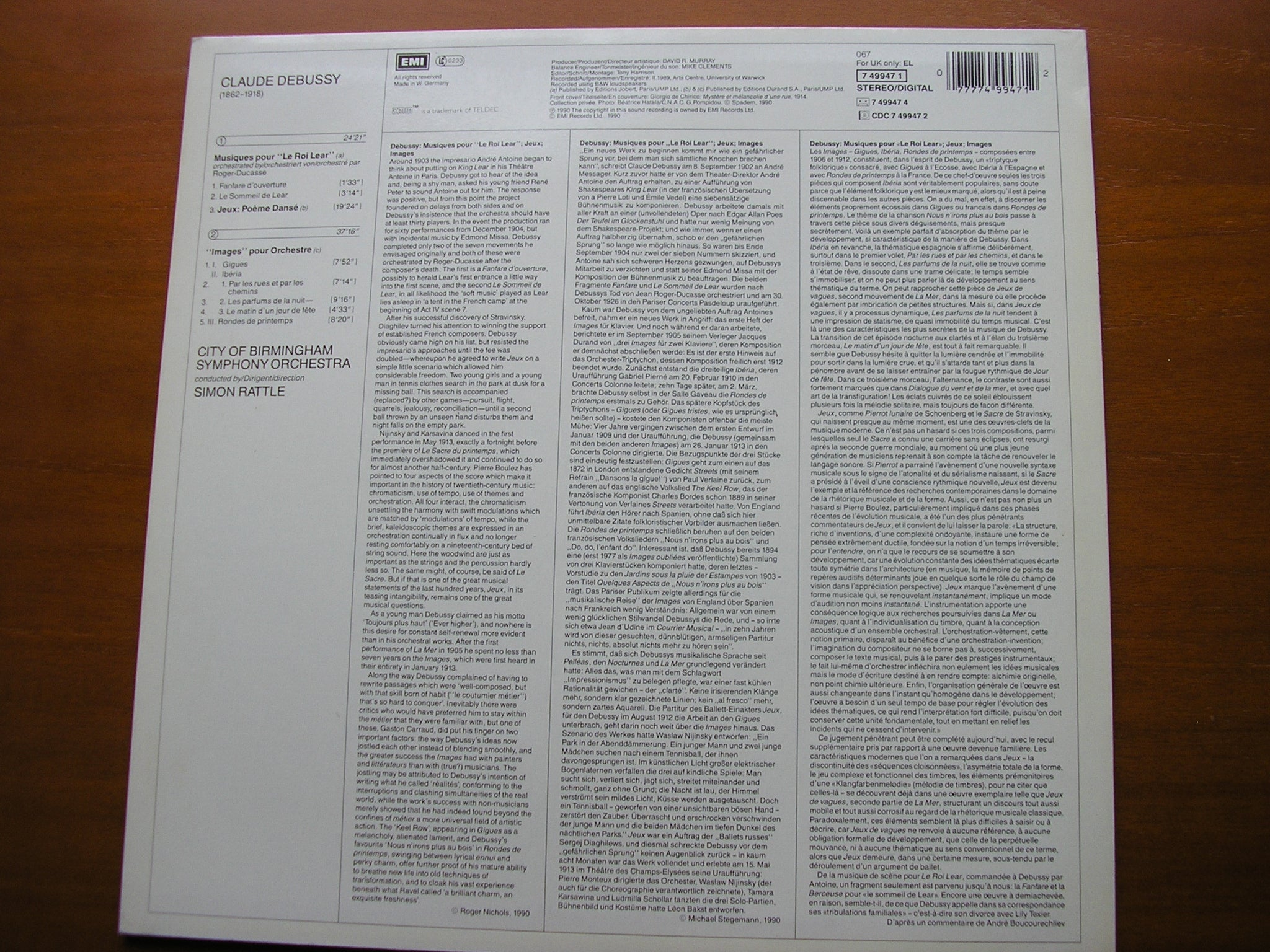 DEBUSSY: IMAGES / JEUX / KING LEAR     RATTLE / CITY OF BIRMINGHAM SYMPHONY   749947