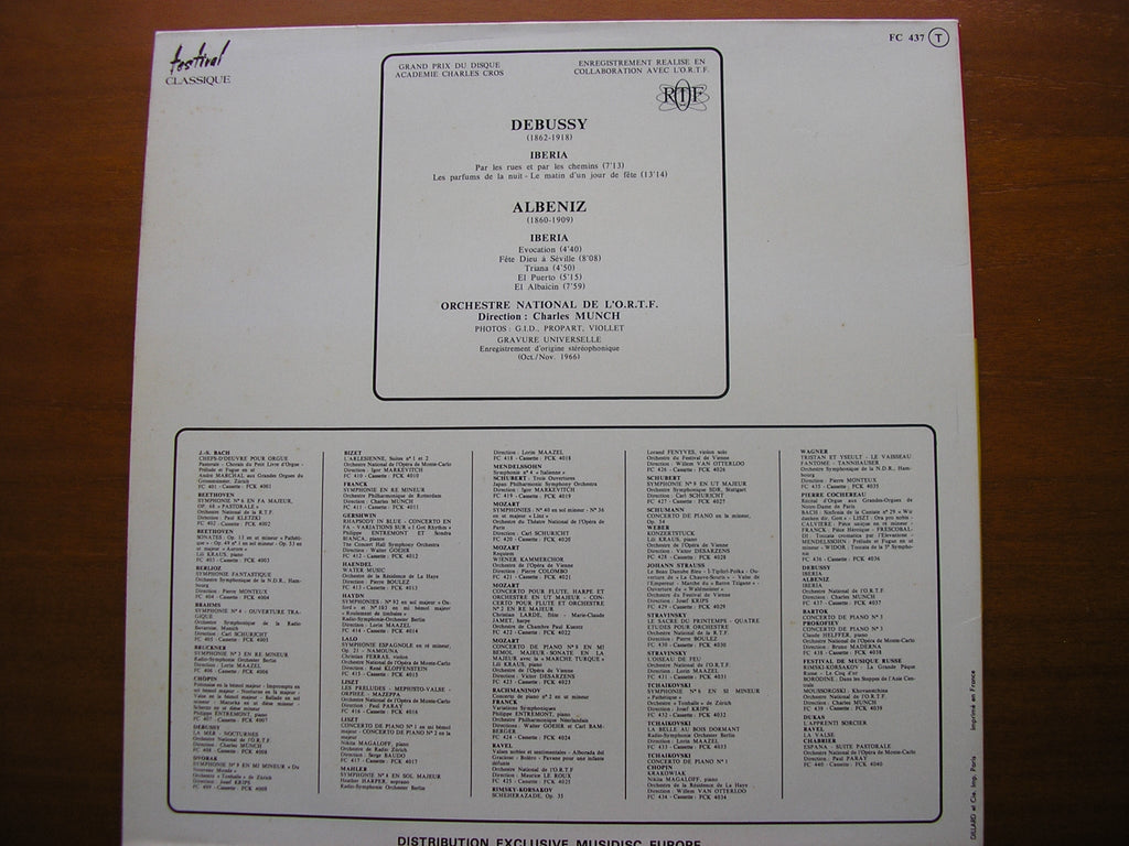 DEBUSSY: IBERIA / ALBENIZ: IBERIA    CHARLES MUNCH / FRENCH NATIONAL RADIO ORCHESTRA    FC 437