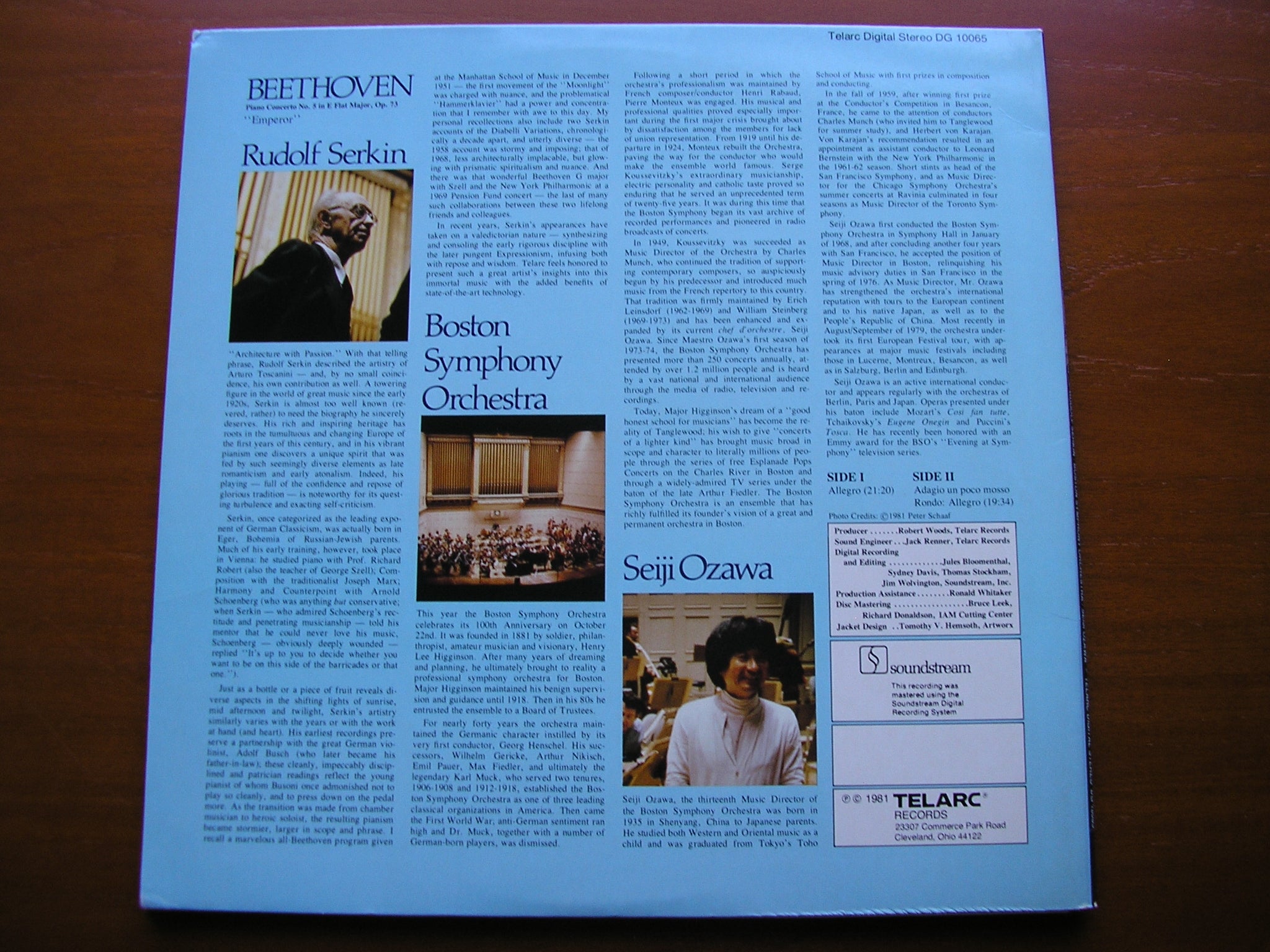 BEETHOVEN: PIANO CONCERTO No. 5 'Emperor'    SERKIN / BOSTON SYMPHONY / OZAWA    DG-10065