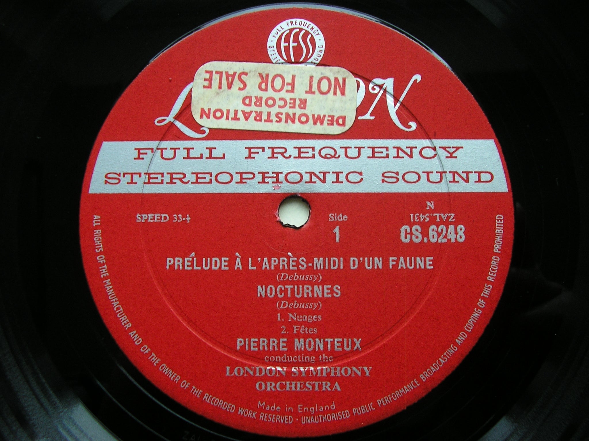 DEBUSSY: PRELUDE / NOCTURNES / NUAGES / FETES / RAVEL: PAVANE / RHAPSODIE ESPAGNOLE      MONTEUX / LONDON SYMPHONY   CS 6248
