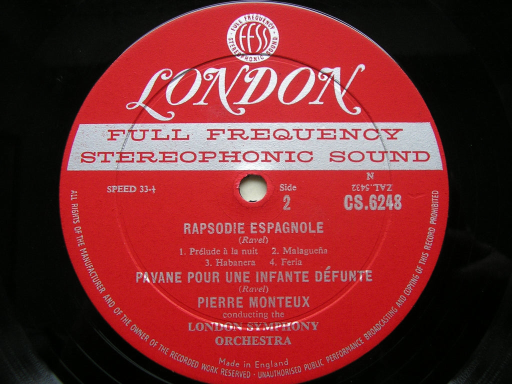 DEBUSSY: PRELUDE / NOCTURNES / NUAGES / FETES / RAVEL: PAVANE / RHAPSODIE ESPAGNOLE      MONTEUX / LONDON SYMPHONY   CS 6248