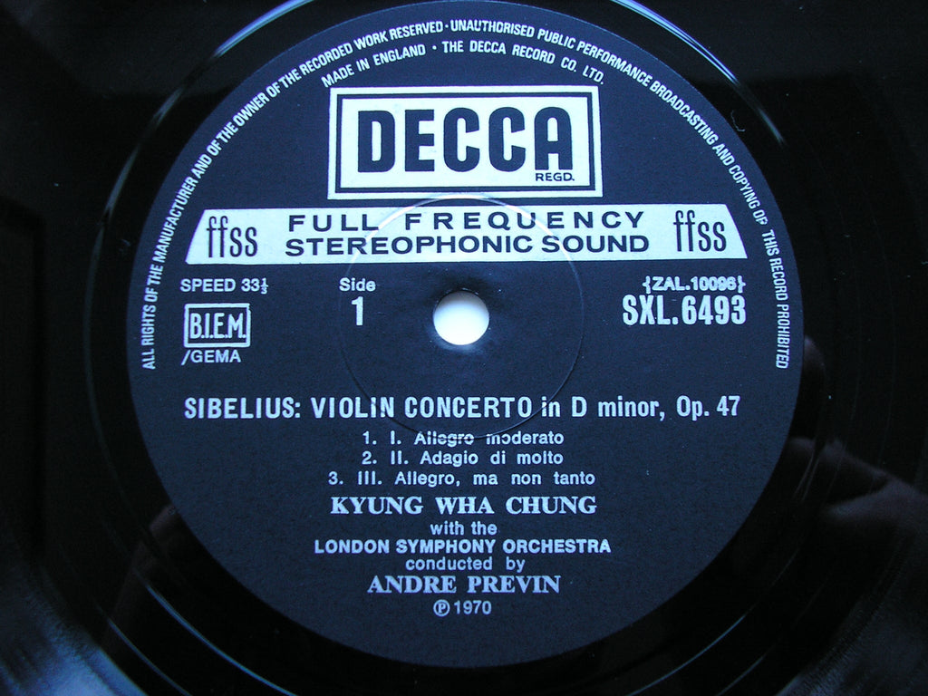 SXL 6493 SIBELIUS: VIOLIN CONCERTO / TCHAIKOVSKY: VIOLIN CONCERTO CHUNG / LONDON SYMPHONY / PREVIN