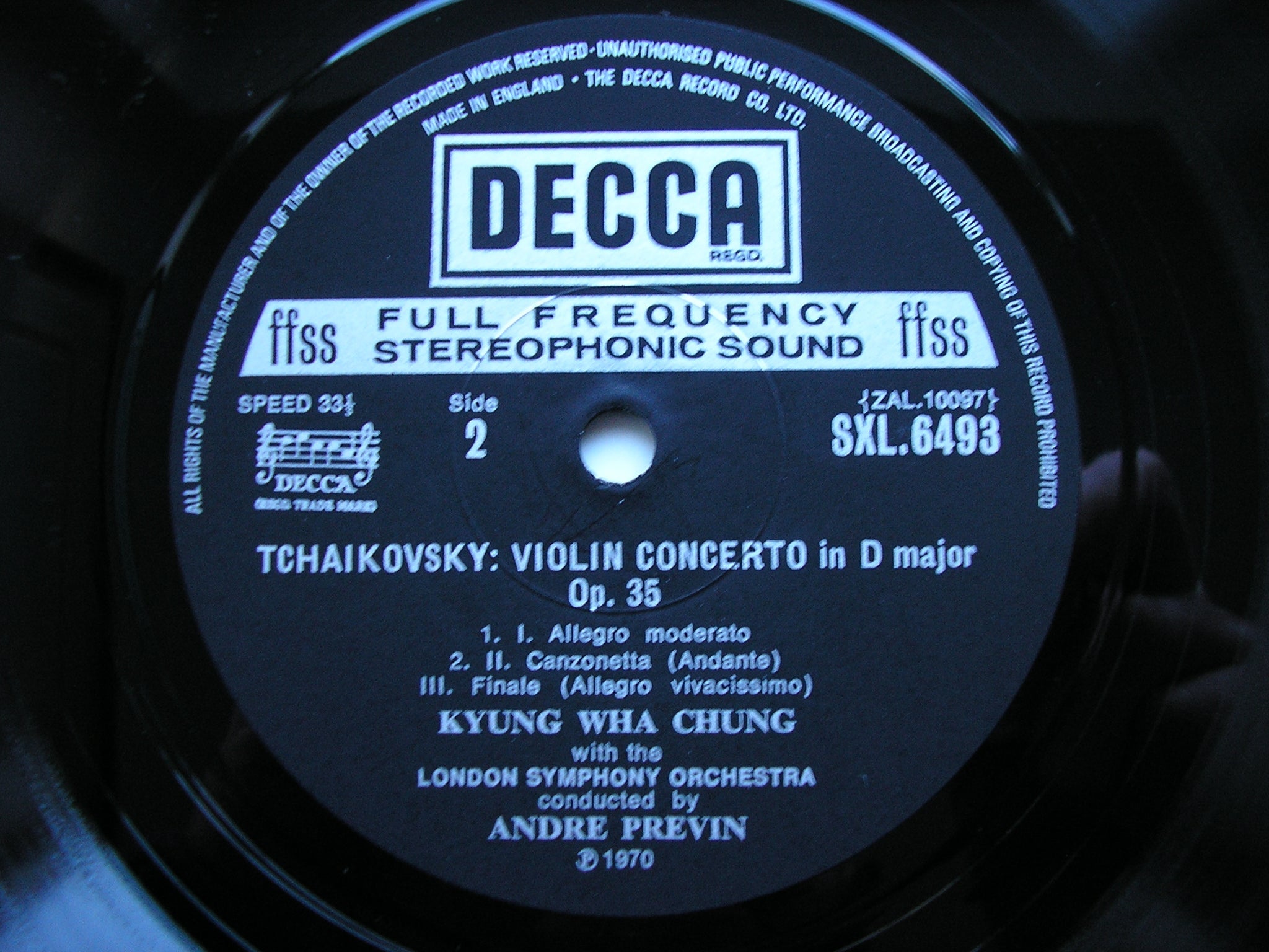 SXL 6493 SIBELIUS: VIOLIN CONCERTO / TCHAIKOVSKY: VIOLIN CONCERTO CHUNG / LONDON SYMPHONY / PREVIN