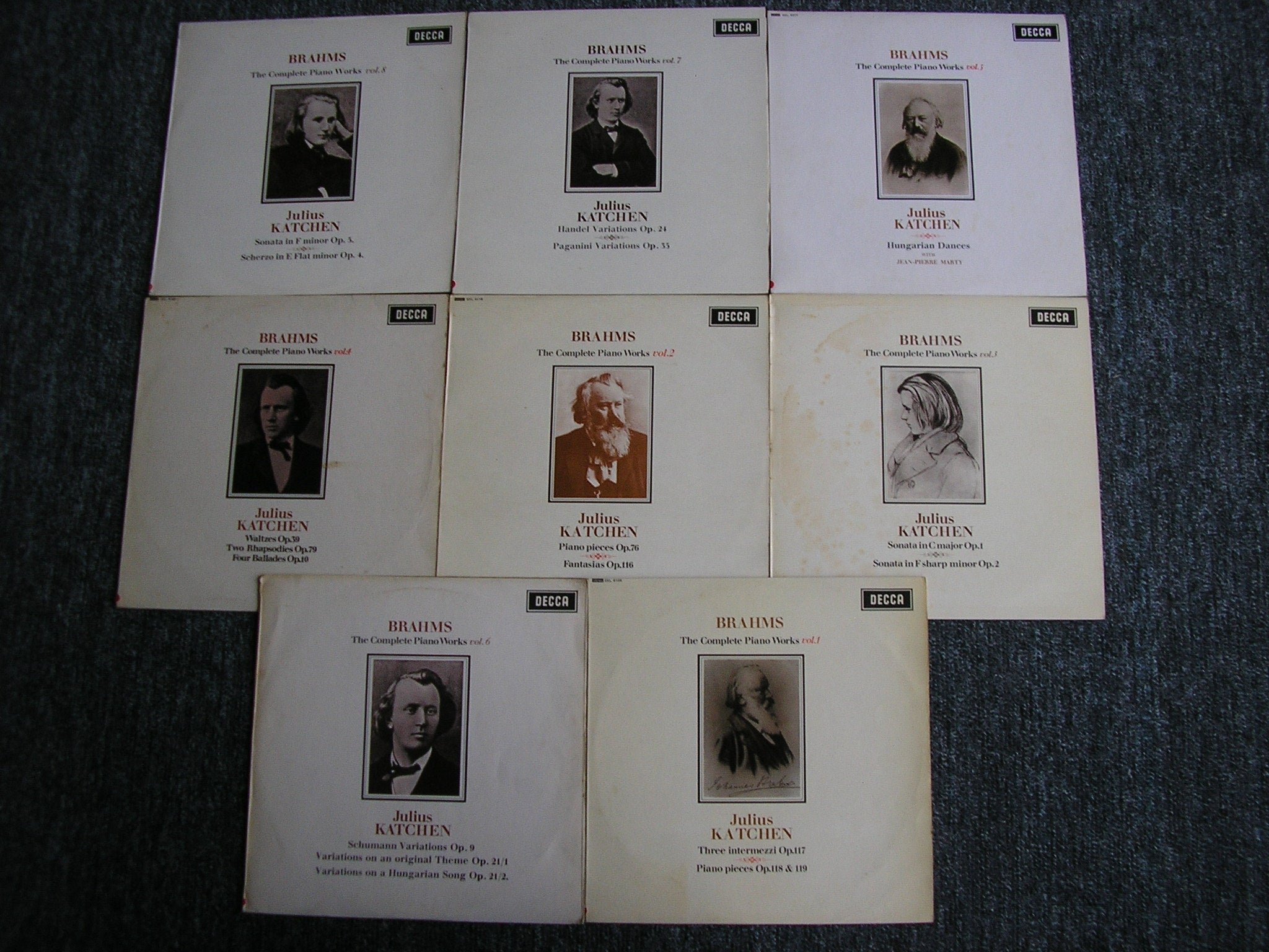 SXL 6105 / 6118 / 6129 / 6160 / 6217 / 6218 / 6219 / 6228 BRAHMS: MUSIC FOR PIANO Volumes 1 - 8 JULIUS KATCHEN