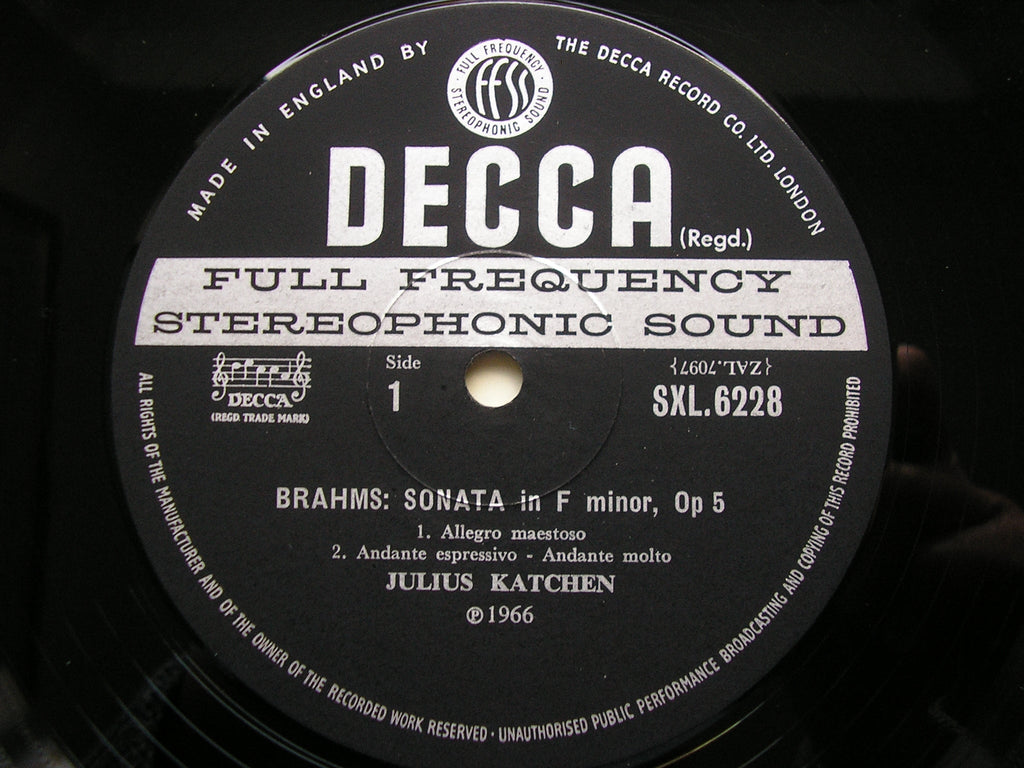 SXL 6105 / 6118 / 6129 / 6160 / 6217 / 6218 / 6219 / 6228 BRAHMS: MUSIC FOR PIANO Volumes 1 - 8 JULIUS KATCHEN
