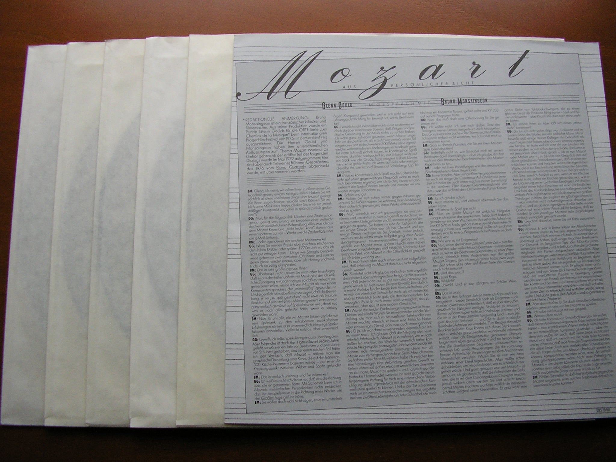 MOZART: THE COMPLETE PIANO SONATAS    GLENN GOULD    5 LP SET   CBS 79501