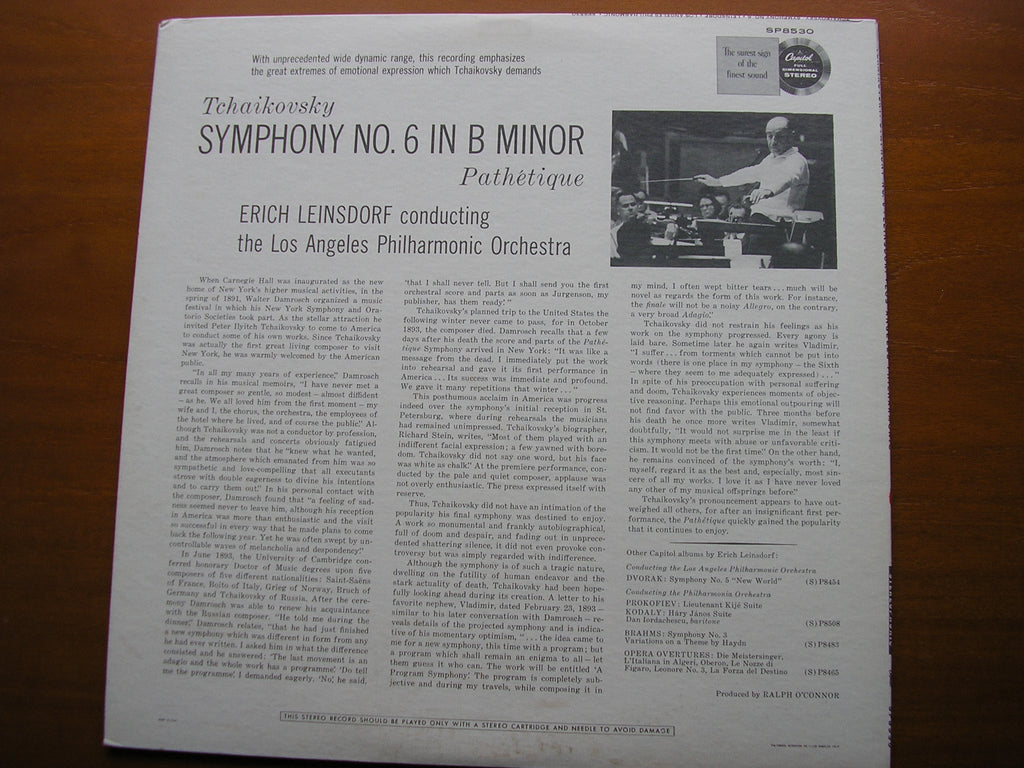 TCHAIKOVSKY: SYMPHONY No. 6 'Pathetique'     LEINSDORF / LOS ANGELES PHILHARMONIC   SP 8530