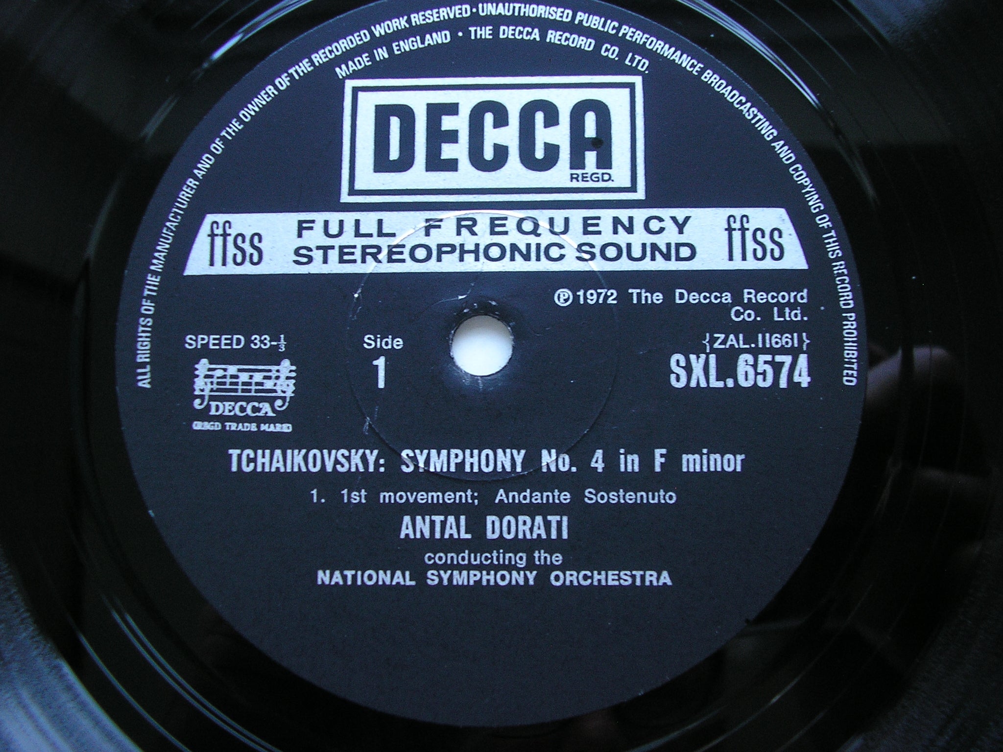 SXL 6574 TCHAIKOVSKY: SYMPHONY No. 4 ANTAL DORATI / NATIONAL SYMPHONY ORCHESTRA WASHINGTON DC