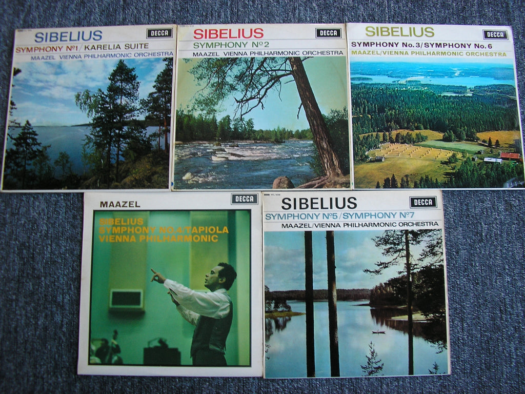 SIBELIUS: THE SEVEN SYMPHONIES / TAPIOLA / KARELIA SUITE  MAAZEL / VIENNA PHILHARMONIC Decca 5LP