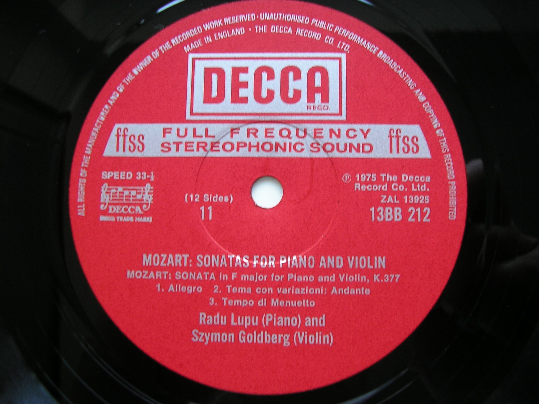 MOZART: SONATAS FOR PIANO & VIOLIN      RADU LUPU / SZYMON GOLDBERG     13 BB 207/12