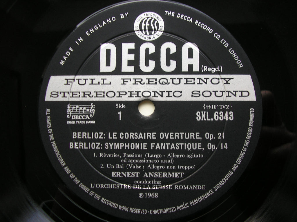 SXL 6343 BERLIOZ: SYMPHONIE FANTASTIQUE / OVERTURE Le Corsaire ANSERMET / SUISSE ROMANDE