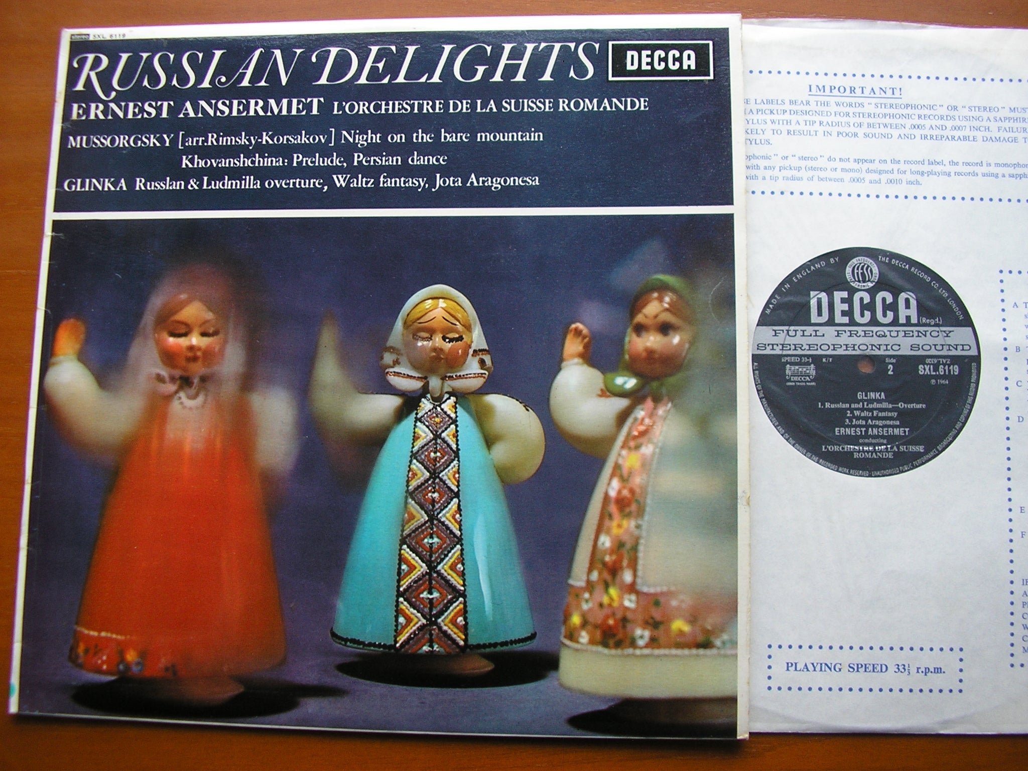 SXL 6119 RUSSIAN DELIGHTS: MUSSORGSKY / GLINKA: ORCHESTRAL WORKS ANSERMET / SUISSE ROMANDE