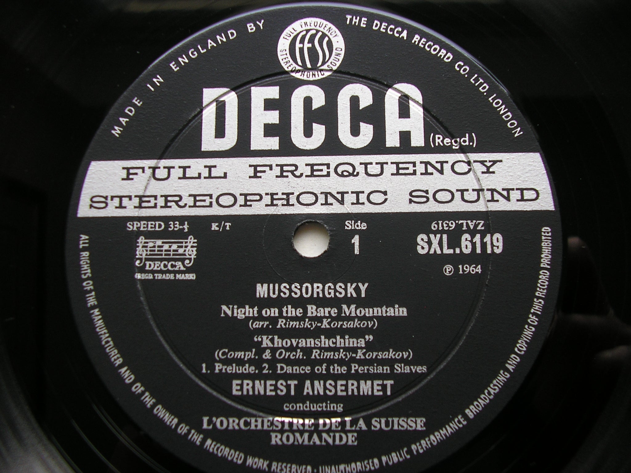 SXL 6119 RUSSIAN DELIGHTS: MUSSORGSKY / GLINKA: ORCHESTRAL WORKS ANSERMET / SUISSE ROMANDE
