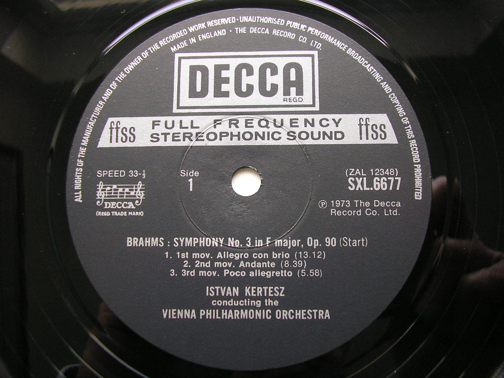SXL 6677 BRAHMS: SYMPHONY No. 3 / HAYDN VARIATIONS KERTESZ / VIENNA PHILHARMONIC
