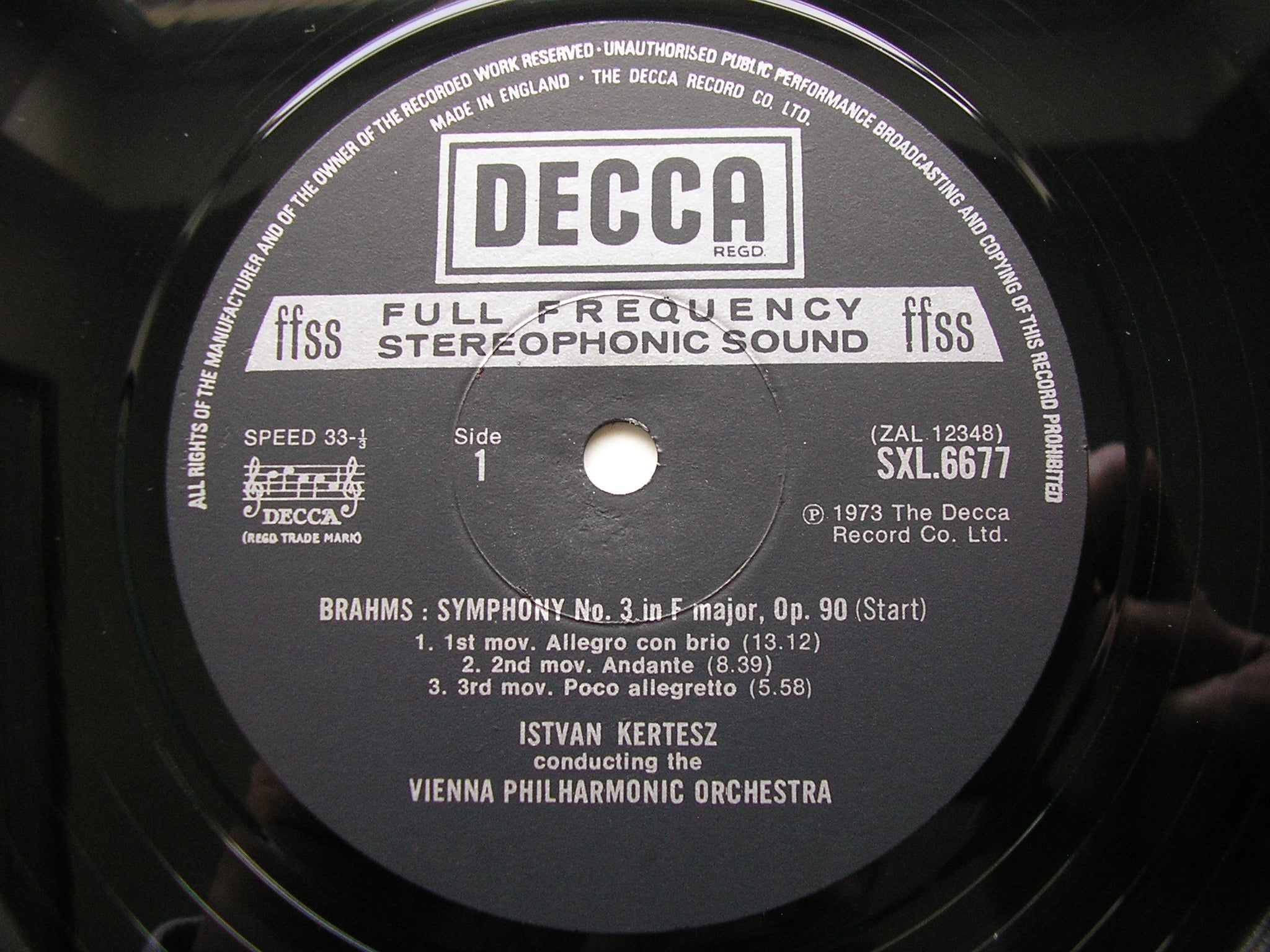 SXL 6677 BRAHMS: SYMPHONY No. 3 / HAYDN VARIATIONS KERTESZ / VIENNA PHILHARMONIC