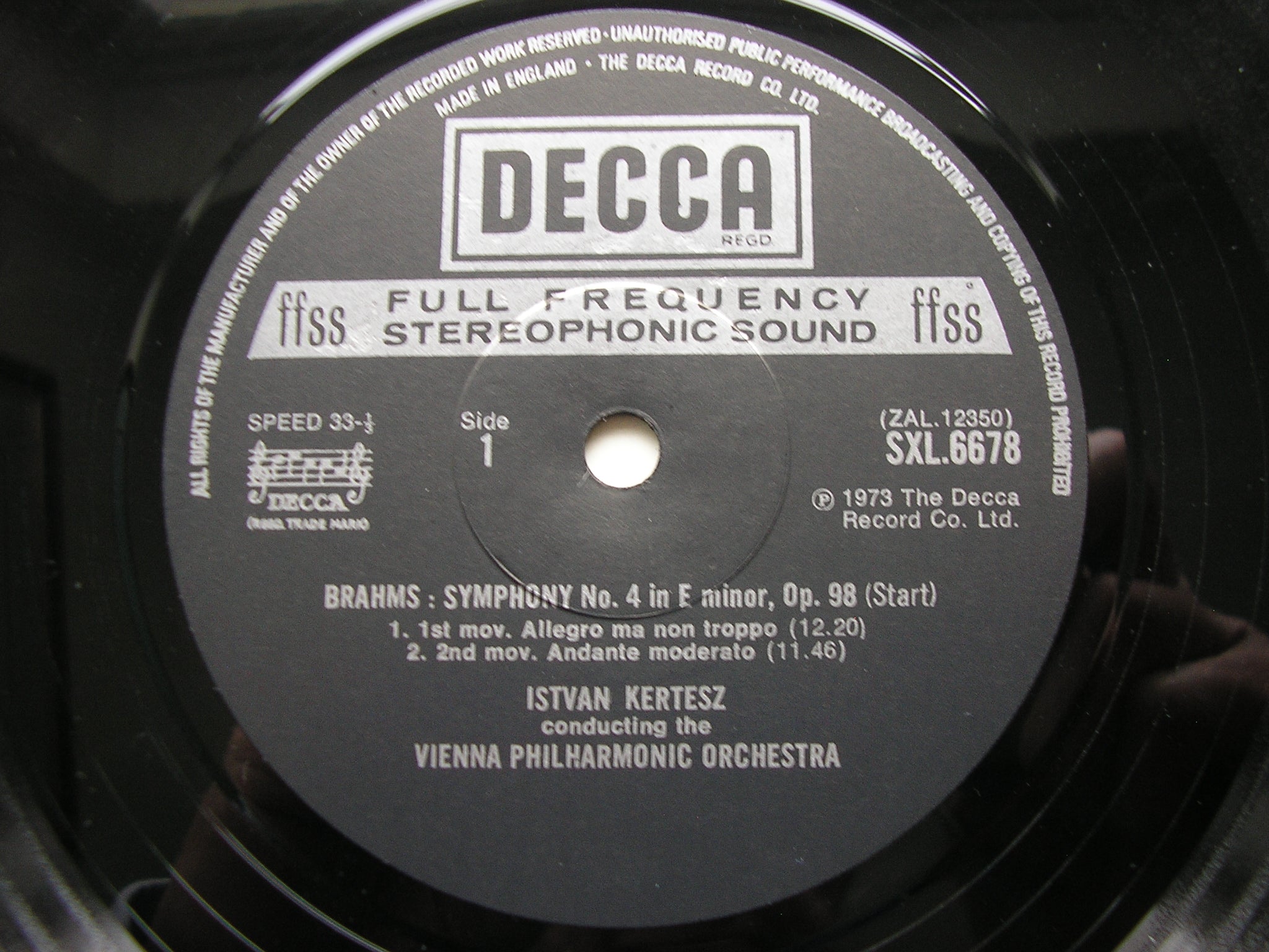 SXL 6678 BRAHMS: SYMPHONY No. 4 KERTESZ / VIENNA PHILHARMONIC