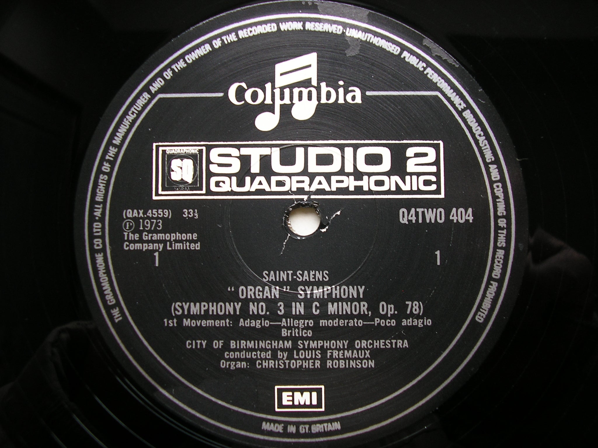 SAINT - SAENS: SYMPHONY No. 3 LOUIS FREMAUX / CITY OF BIRMINGHAM SYMPHONY ORCHESTRA Q4 TWO 404