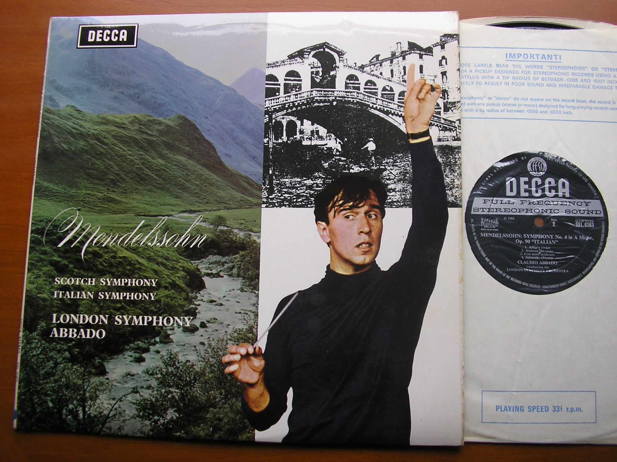 SXL 6363 MENDELSSOHN: SYMPHONIES Nos. 3 'Scotch' & 4 'Italian' ABBADO / LONDON SYMPHONY