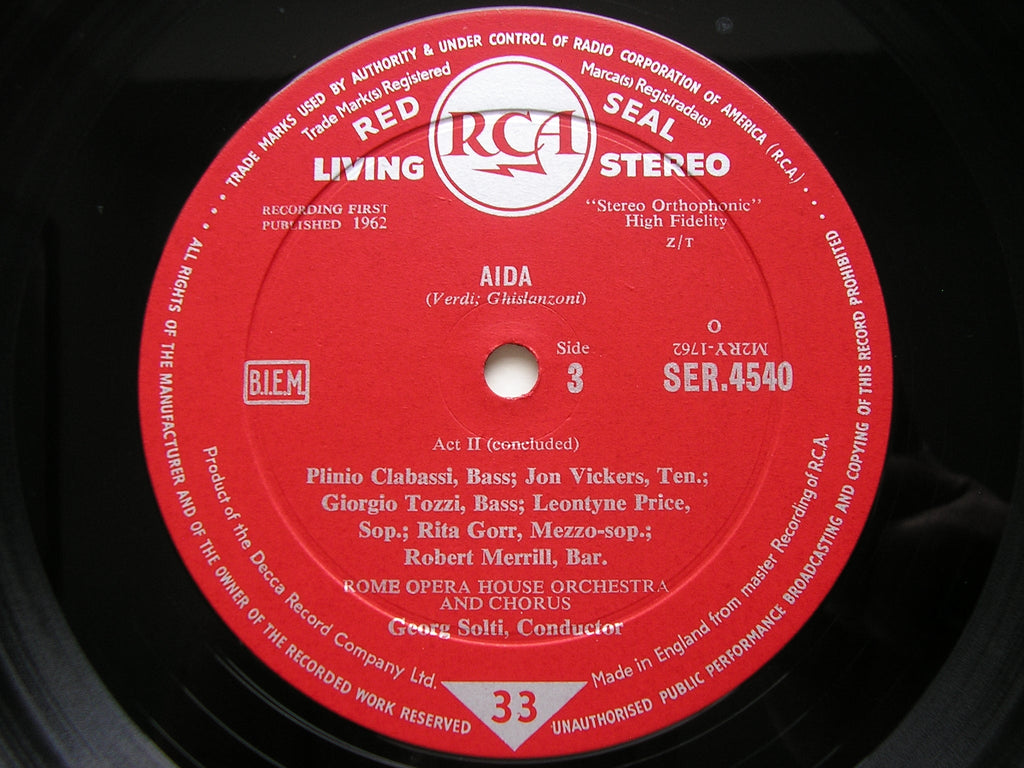 VERDI: AIDA    PRICE / VICKERS / GORR / MERRILL / ROME OPERA / SOLTI    SER 4538-40