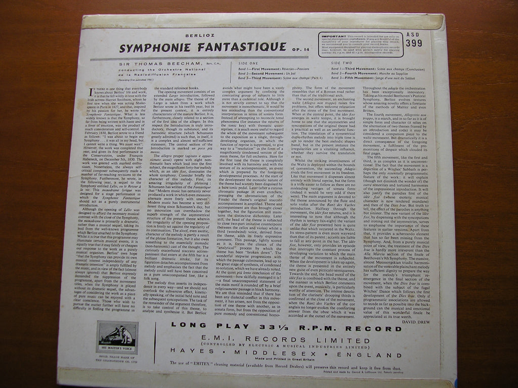 BERLIOZ: SYMPHONIE FANTASTIQUE     BEECHAM / FRENCH NATIONAL RADIO ORCHESTRA    ASD 399