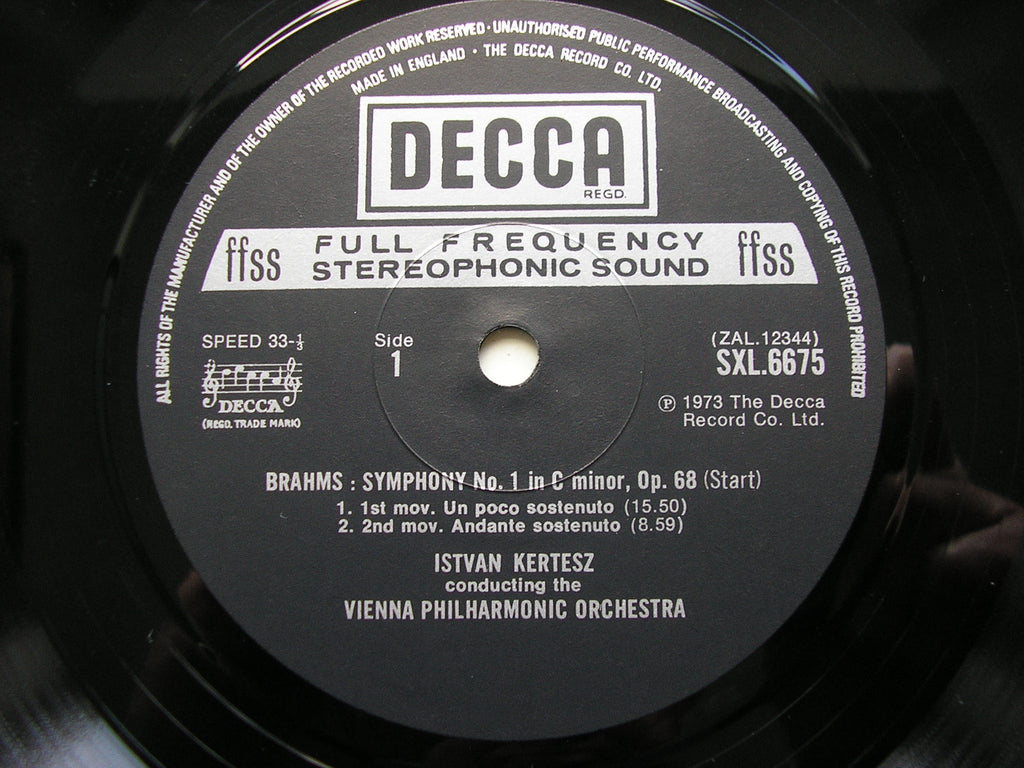 SXL 6675 BRAHMS: SYMPHONY No. 1 KERTESZ / VIENNA PHILHARMONIC