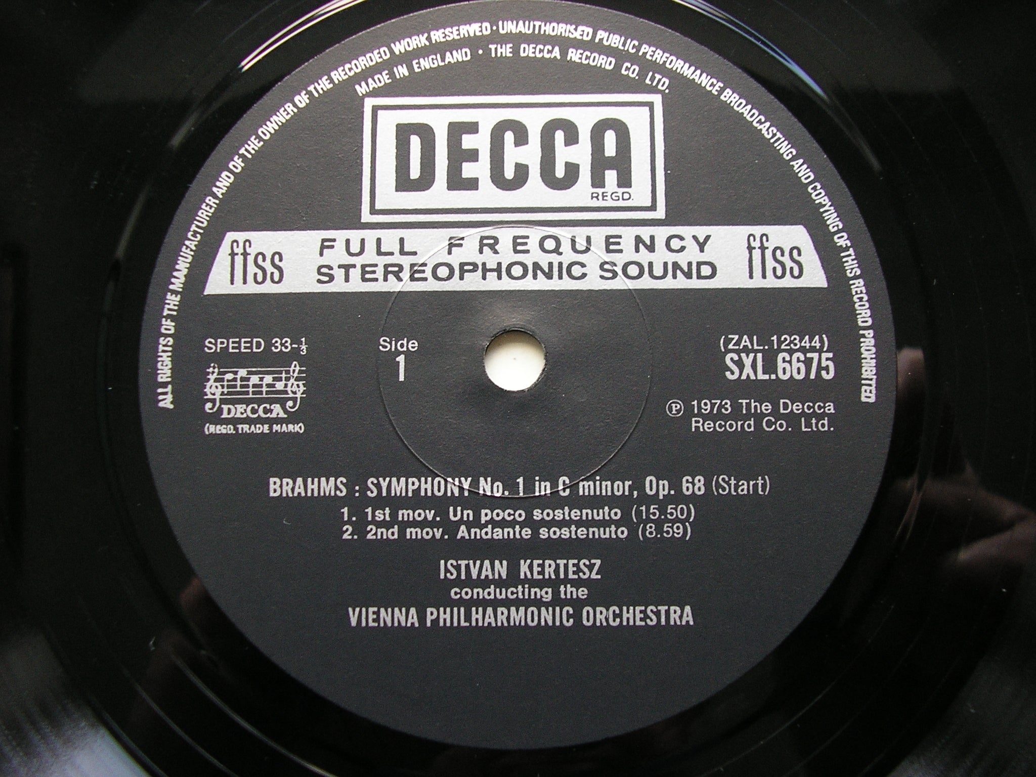SXL 6675 BRAHMS: SYMPHONY No. 1 KERTESZ / VIENNA PHILHARMONIC