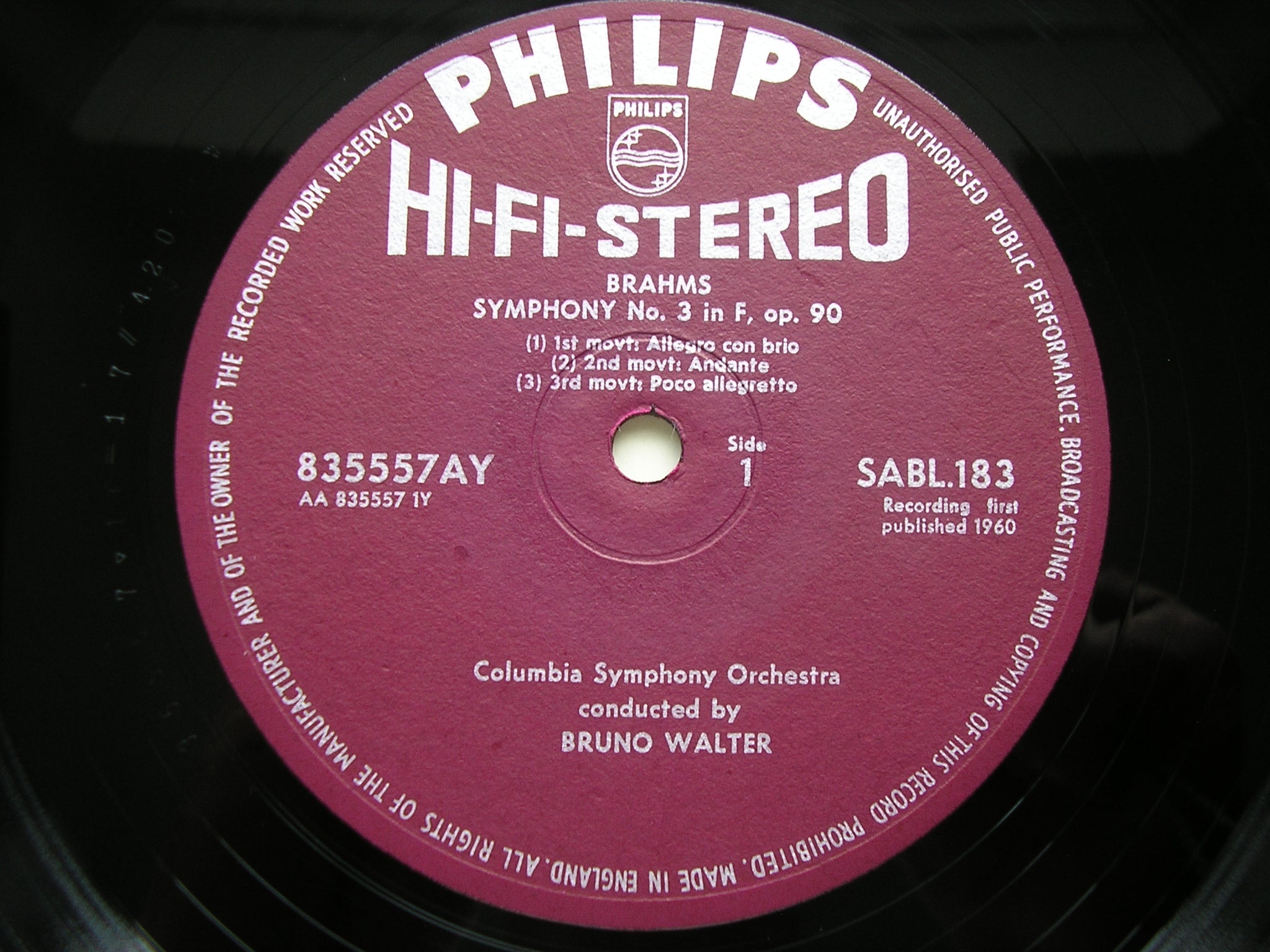 BRAHMS: THE FOUR SYMPHONIES / TWO OVERTURES    BRUNO WALTER / COLUMBIA SYMPHONY  SABL 181 - 184
