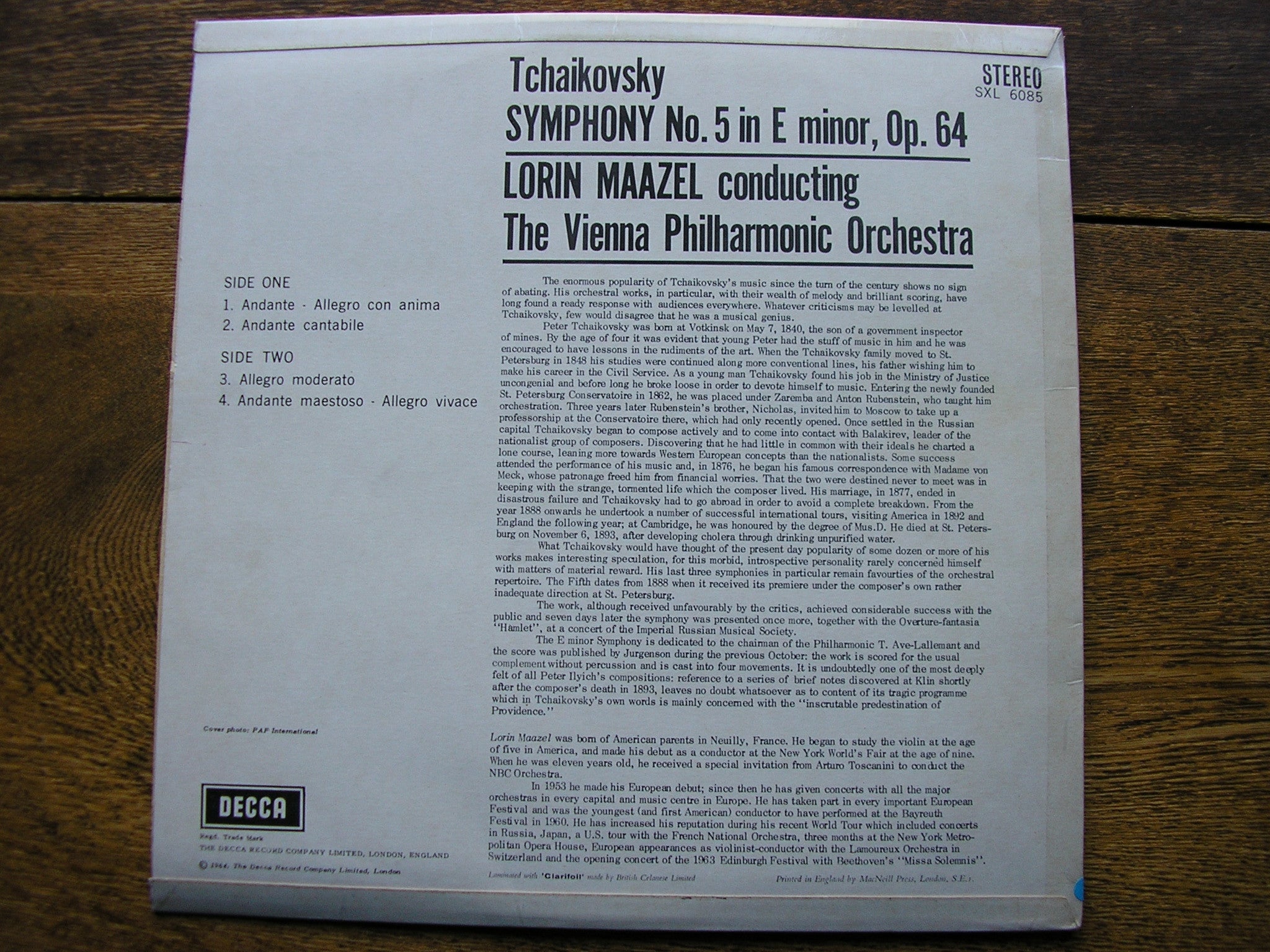 SXL 6085 TCHAIKOVSKY: SYMPHONY No. 5 MAAZEL / VIENNA PHILHARMONIC