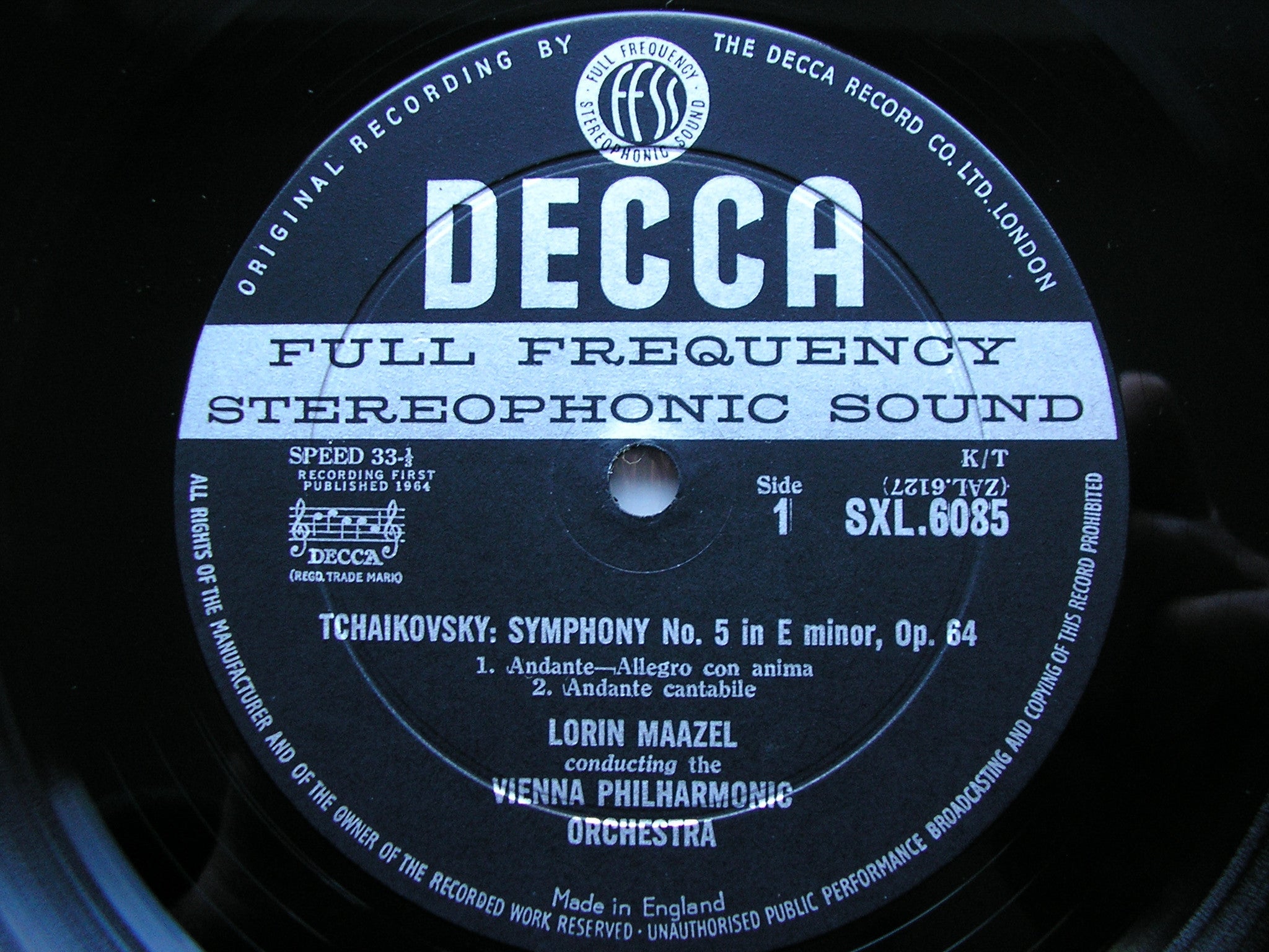 SXL 6085 TCHAIKOVSKY: SYMPHONY No. 5 MAAZEL / VIENNA PHILHARMONIC