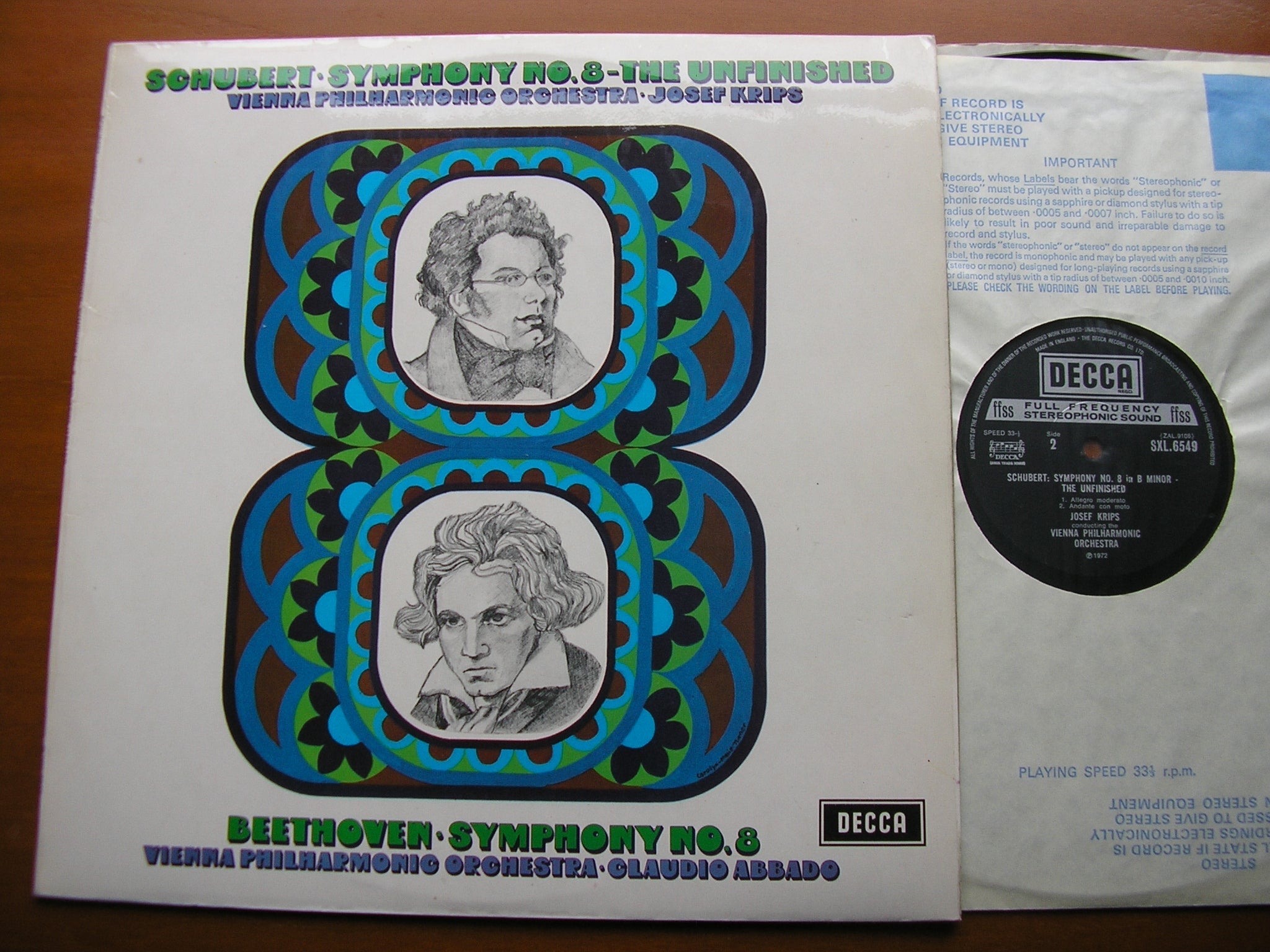 SXL 6549 SCHUBERT: UNFINISHED / BEETHOVEN: SYMPHONY No. 8 KRIPS / ABBADO / VIENNA PHILHARMONIC