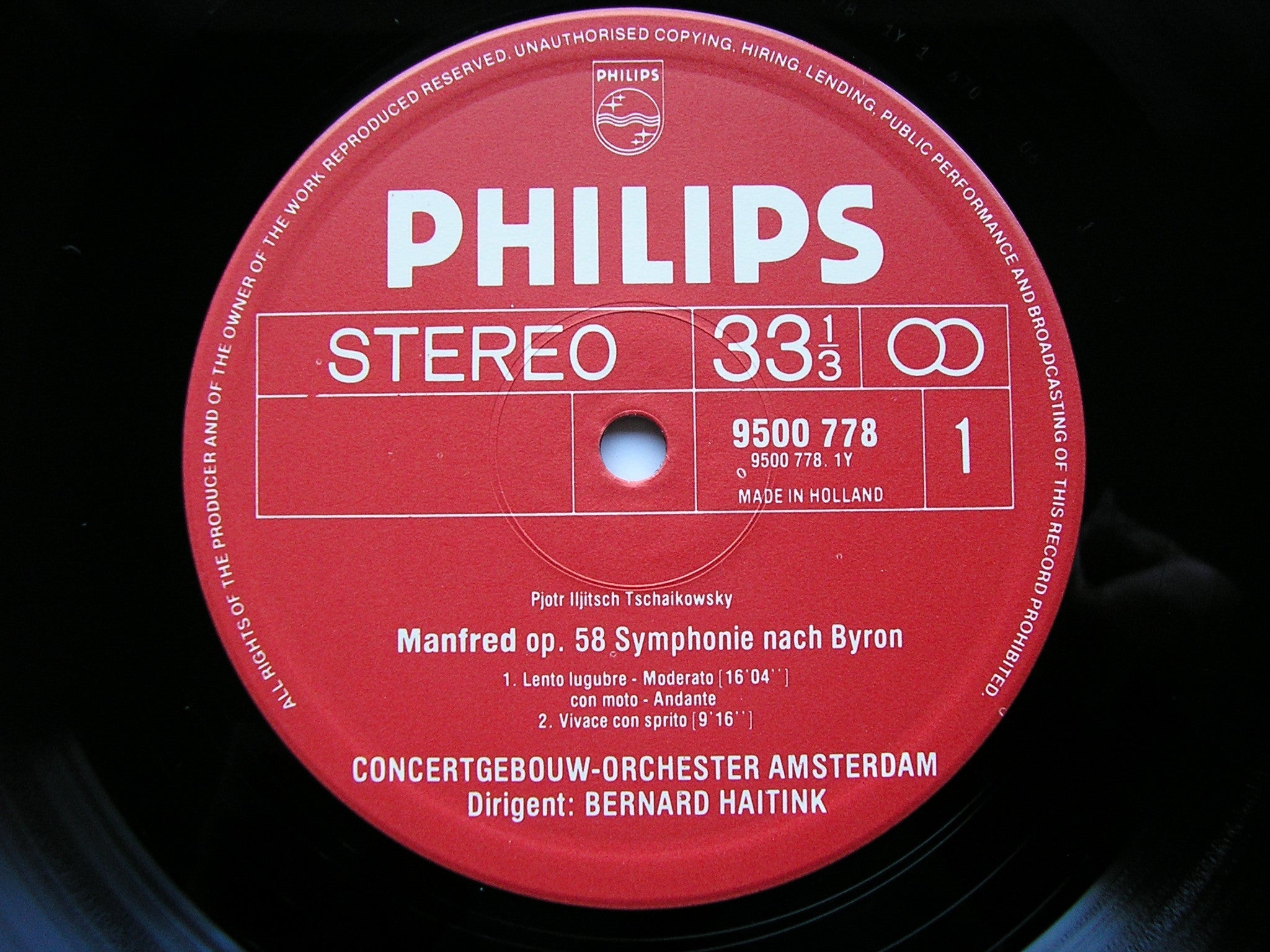 TCHAIKOVSKY: MANFRED SYMPHONY   HAITINK / CONCERTGEBOUW ORCHESTRA  9500 776