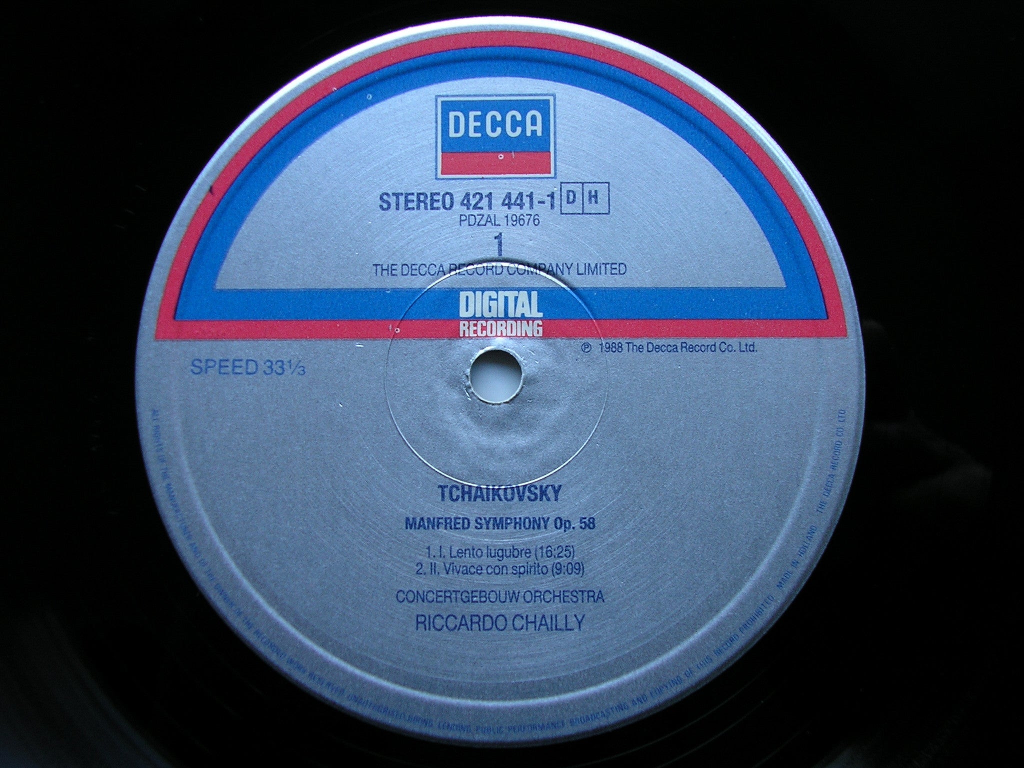 TCHAIKOVSKY: MANFRED SYMPHONY  CHAILLY / CONCERTGEBOUW ORCHESTRA   421 441