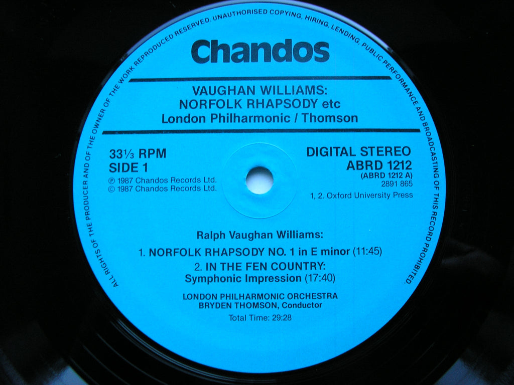 VAUGHAN WILLIAMS: NORFOLK RHAPSODY / TALLIS FANTASIA / IN THE FEN COUNTRY    BRYDEN THOMPSON / LONDON PHILHARMONIC    ABRD 1212