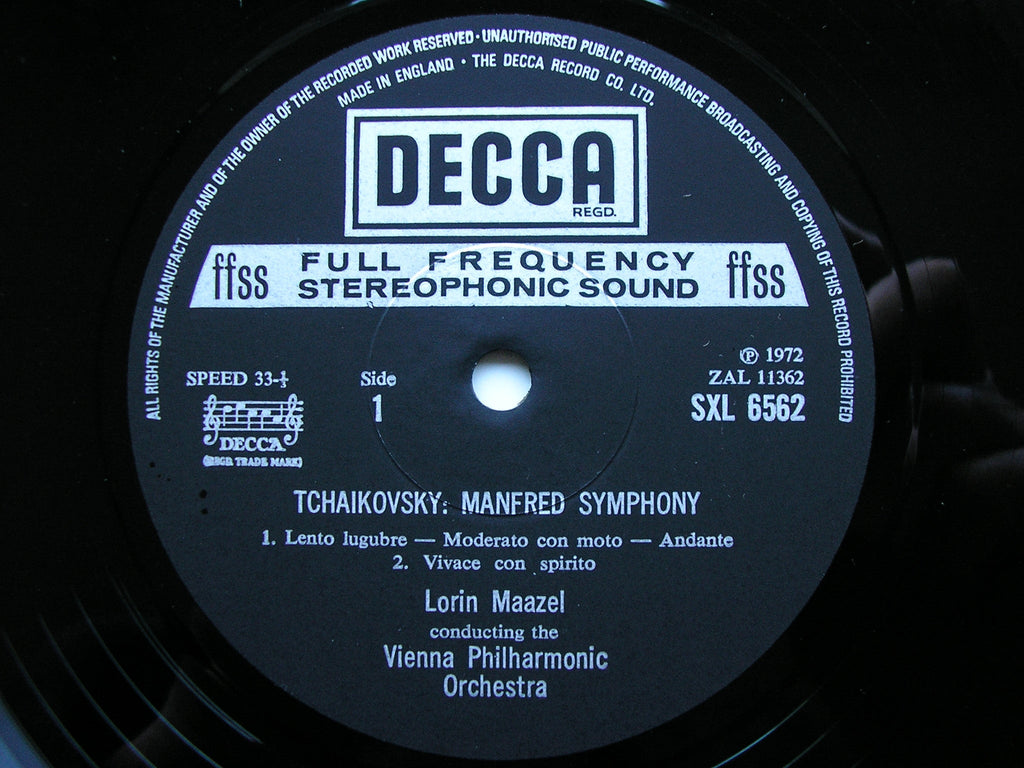 SXL 6562 TCHAIKOVSKY: MANFRED SYMPHONY LORIN MAAZEL / VIENNA PHILHARMONIC