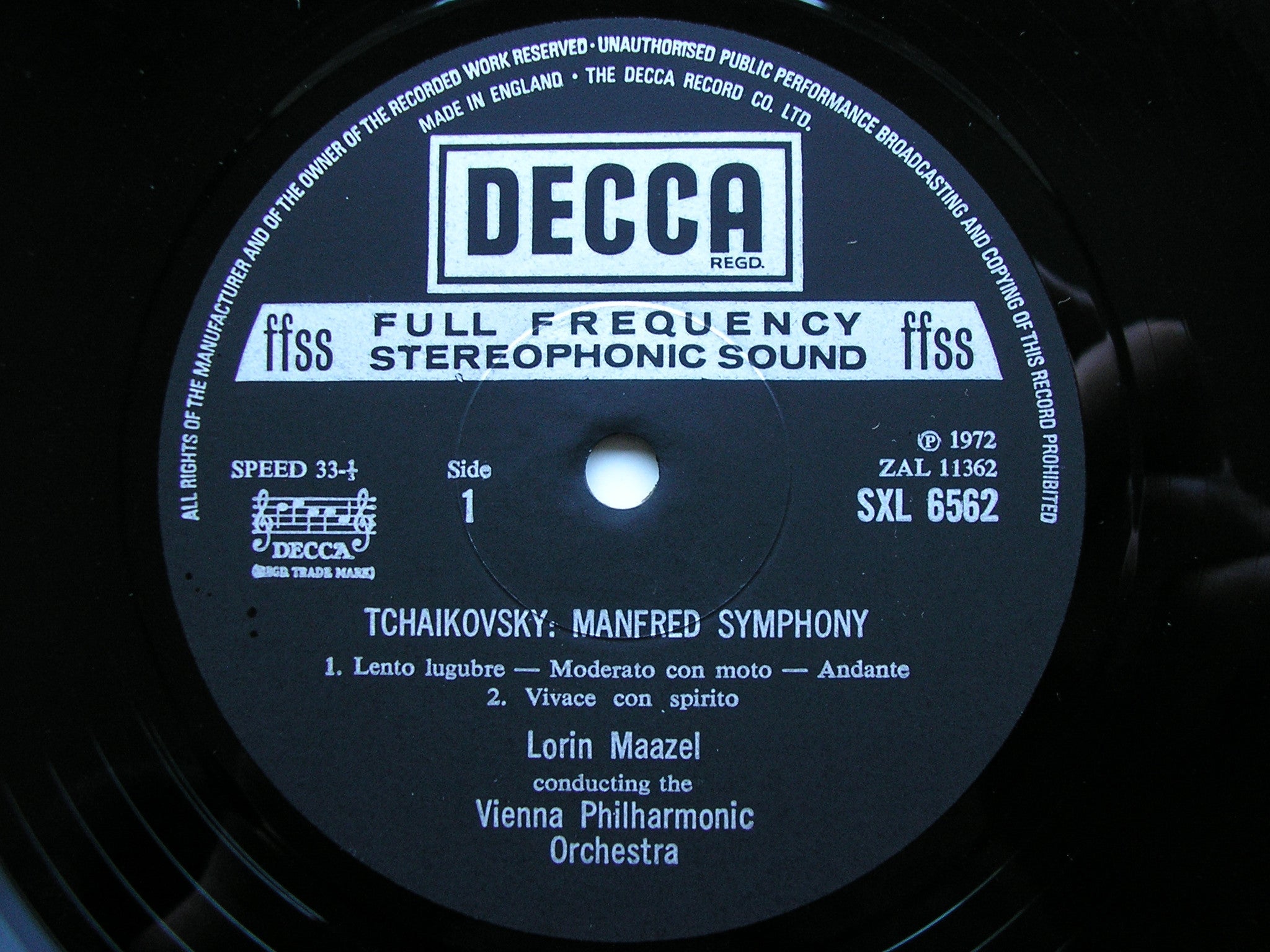 SXL 6562 TCHAIKOVSKY: MANFRED SYMPHONY LORIN MAAZEL / VIENNA PHILHARMONIC