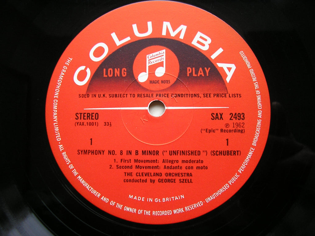 SCHUBERT: UNFINISHED / BEETHOVEN: SYMPHONY No. 8    SZELL / CLEVELAND ORCHESTRA    SAX 2493