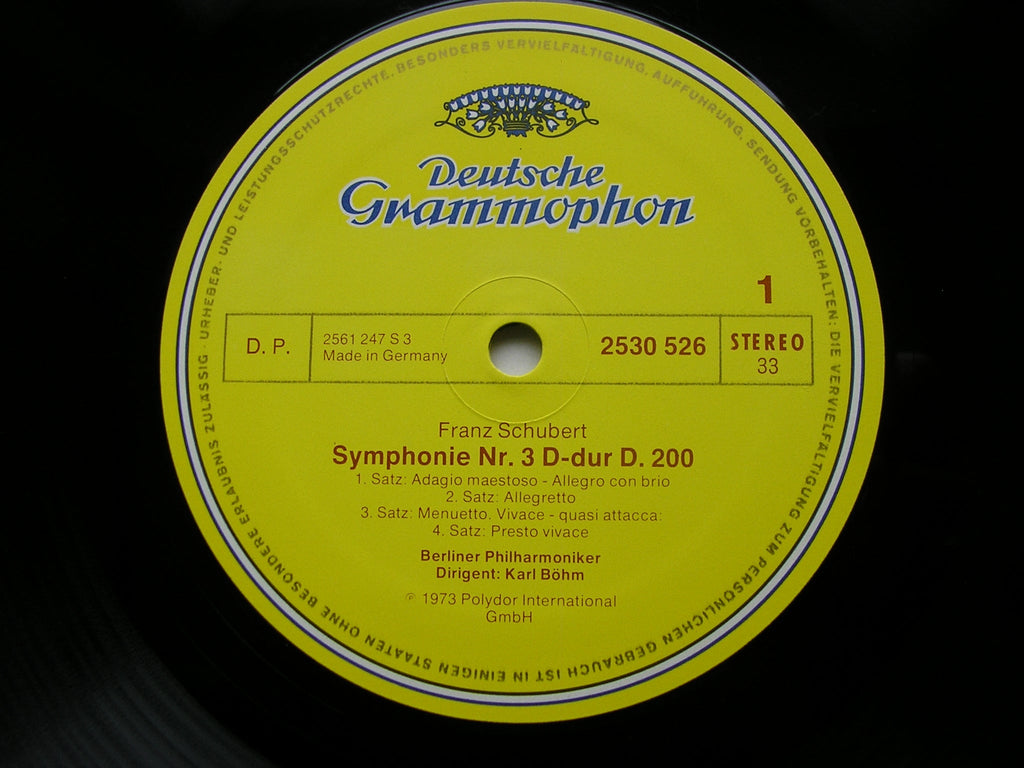 SCHUBERT: SYMPHONIES Nos. 3 & 4      BOHM / BERLIN PHILHARMONIC   2530 526