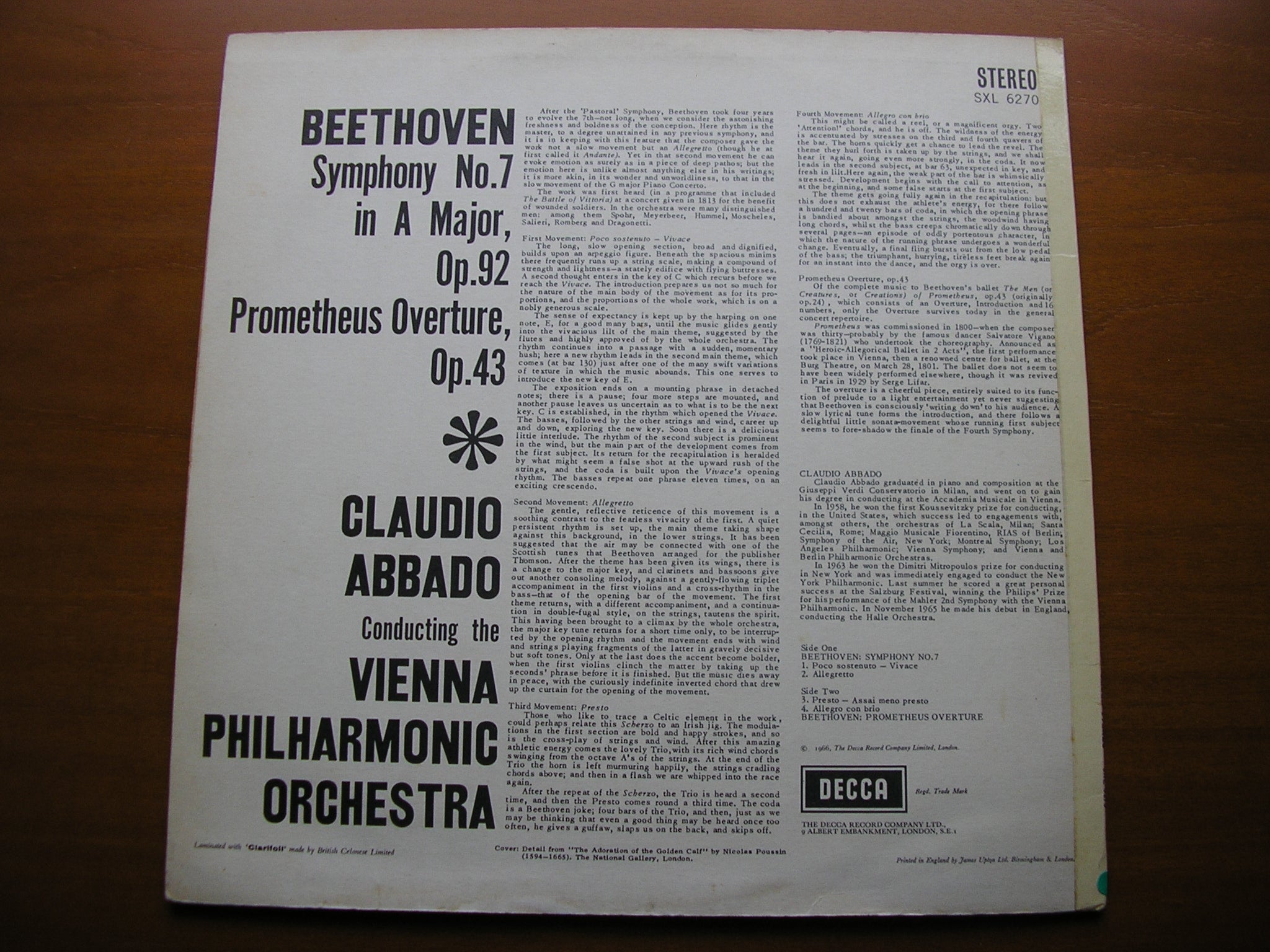 SXL 6270 BEETHOVEN: SYMPHONY No. 7 / OVERTURE Prometheus ABBADO / VIENNA PHILHARMONIC