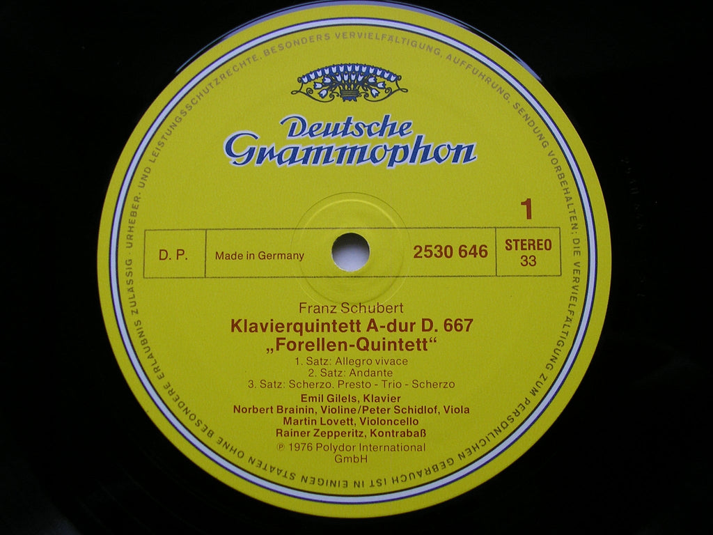 SCHUBERT: TROUT QUINTET / QUARTETTSATZ D.703     GILELS / AMADEUS QUARTET / ZEPPERITZ     2530 646