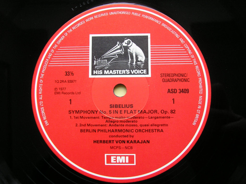 SIBELIUS: SYMPHONY No. 5 / EN SAGA     KARAJAN / BERLIN PHILHARMONIC    ASD 3409