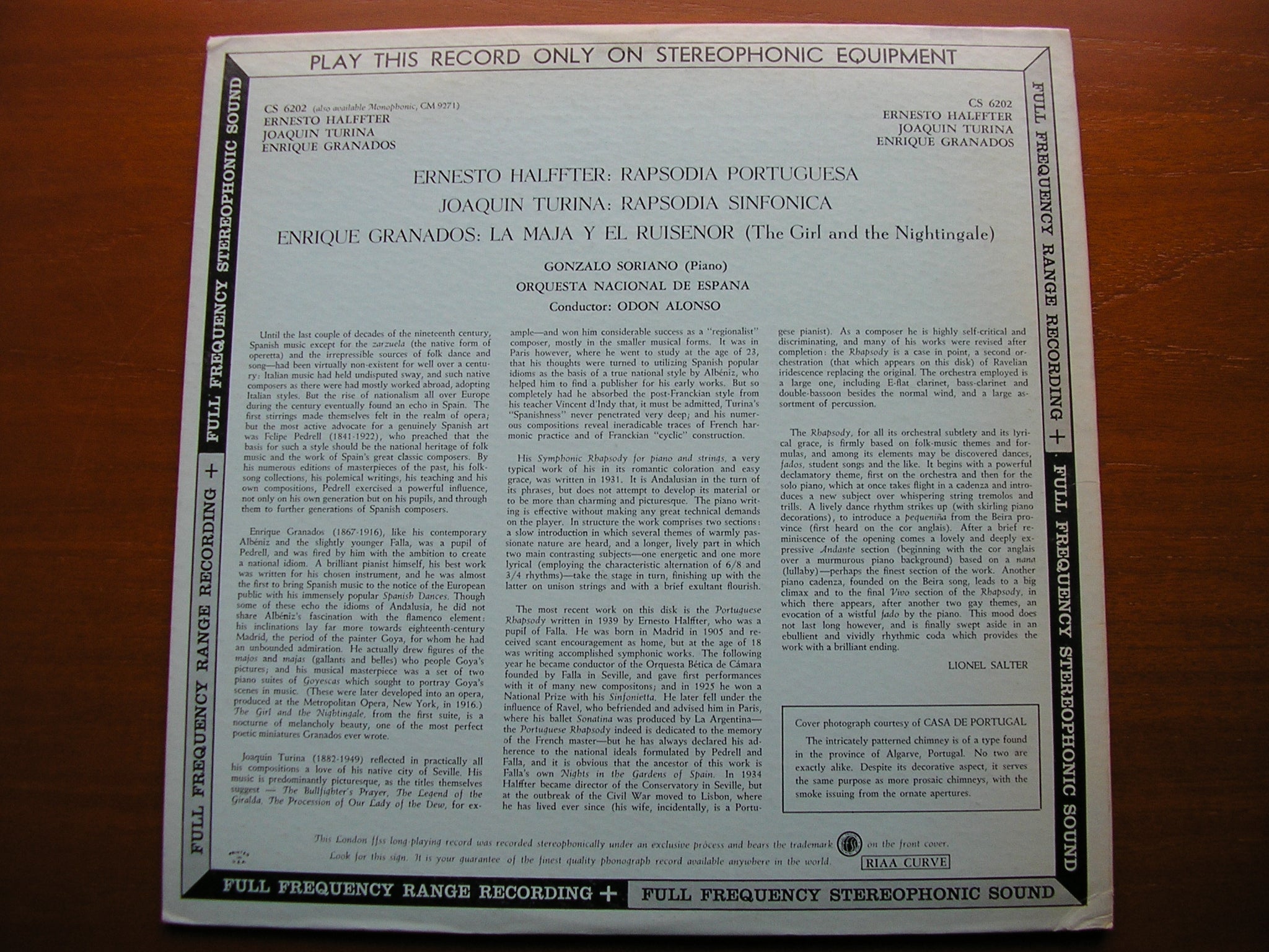 TURINA: RAPSODIA SINFONICA / HALFFTER: RAPSODIA PORTUGUESA   SORIANO  / SPANISH NATIONAL ORCHESTRA / ALONSO   CS 6202