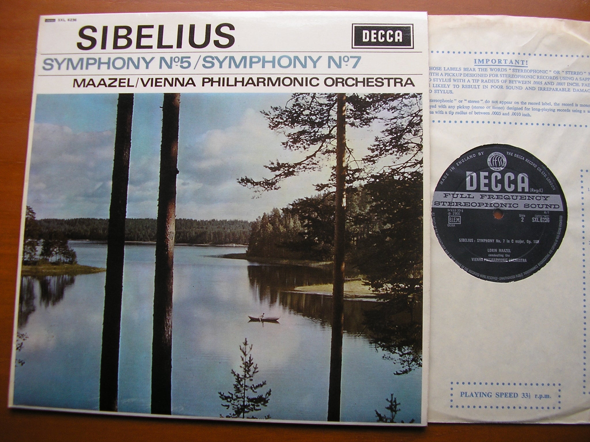 SXL 6236 SIBELIUS: SYMPHONIES Nos. 5 & 7 MAAZEL / VIENNA PHILHARMONIC