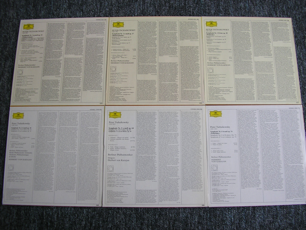 TCHAIKOVSKY: SIX SYMPHONIES    KARAJAN / BERLIN PHILHARMONIC    6LP