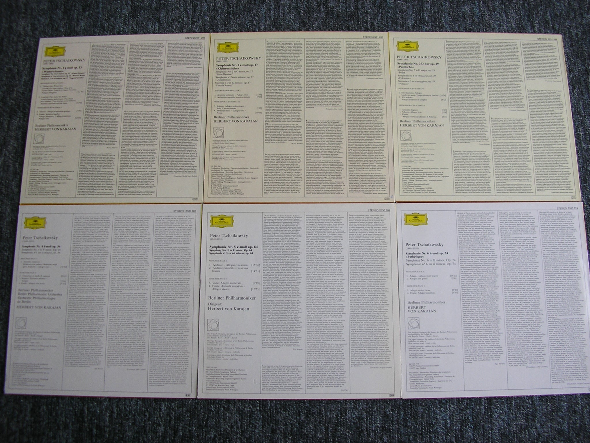 TCHAIKOVSKY: SIX SYMPHONIES    KARAJAN / BERLIN PHILHARMONIC    6LP