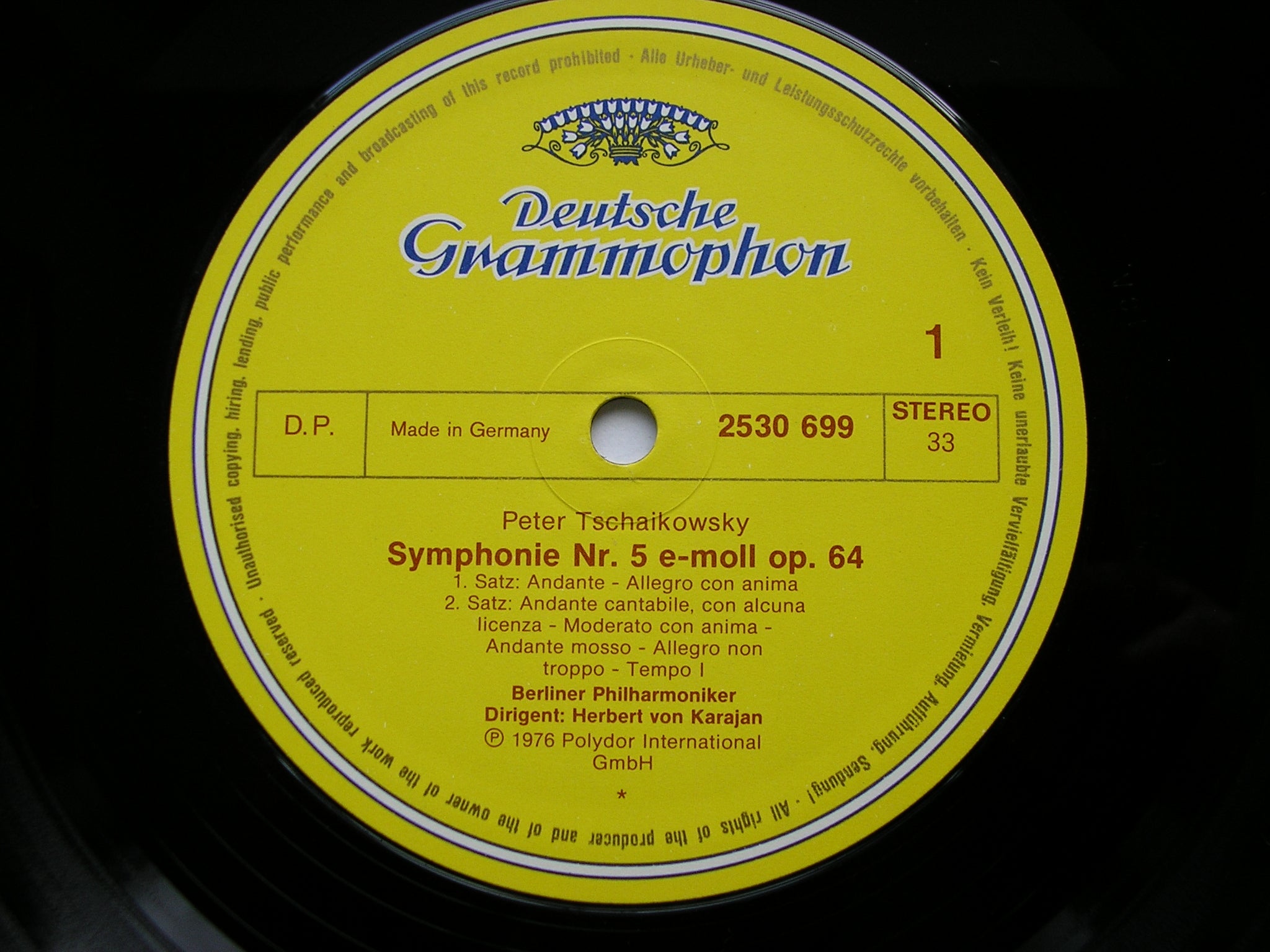 TCHAIKOVSKY: SIX SYMPHONIES    KARAJAN / BERLIN PHILHARMONIC    6LP