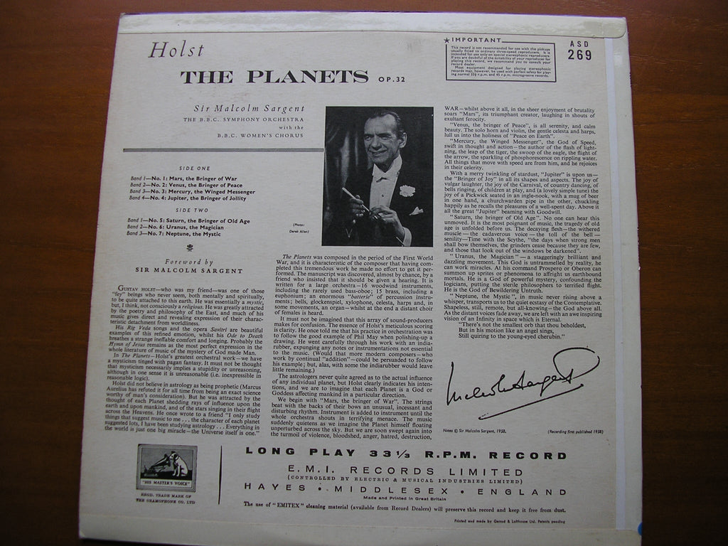 HOLST: THE PLANETS   SARGENT / BBC SYMPHONY   ASD 269