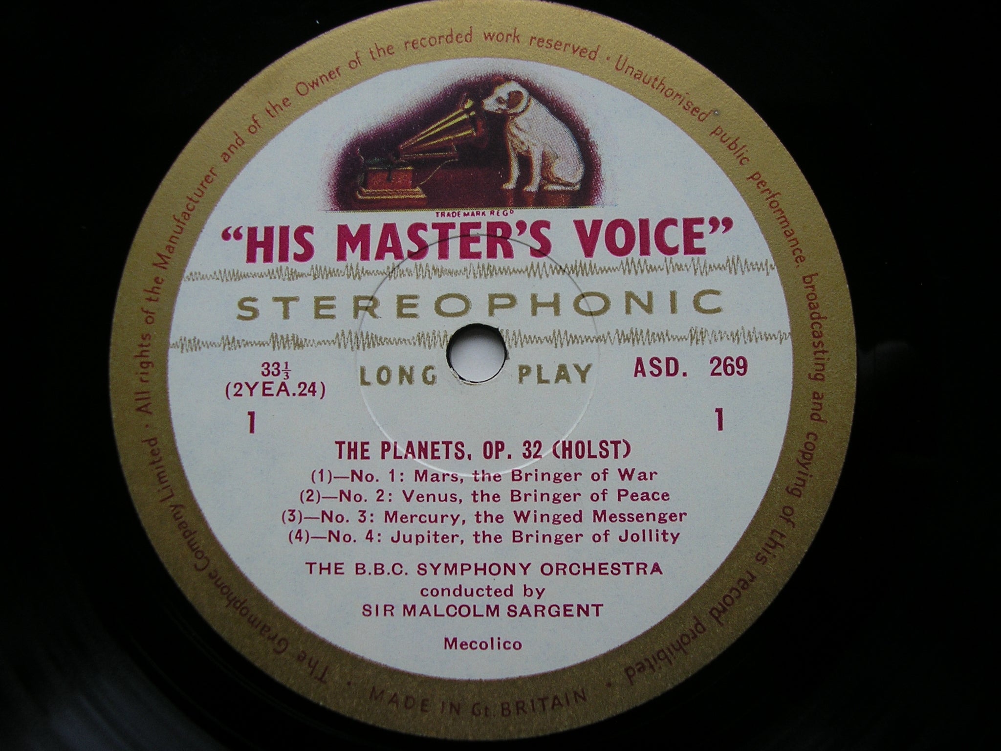 HOLST: THE PLANETS   SARGENT / BBC SYMPHONY   ASD 269