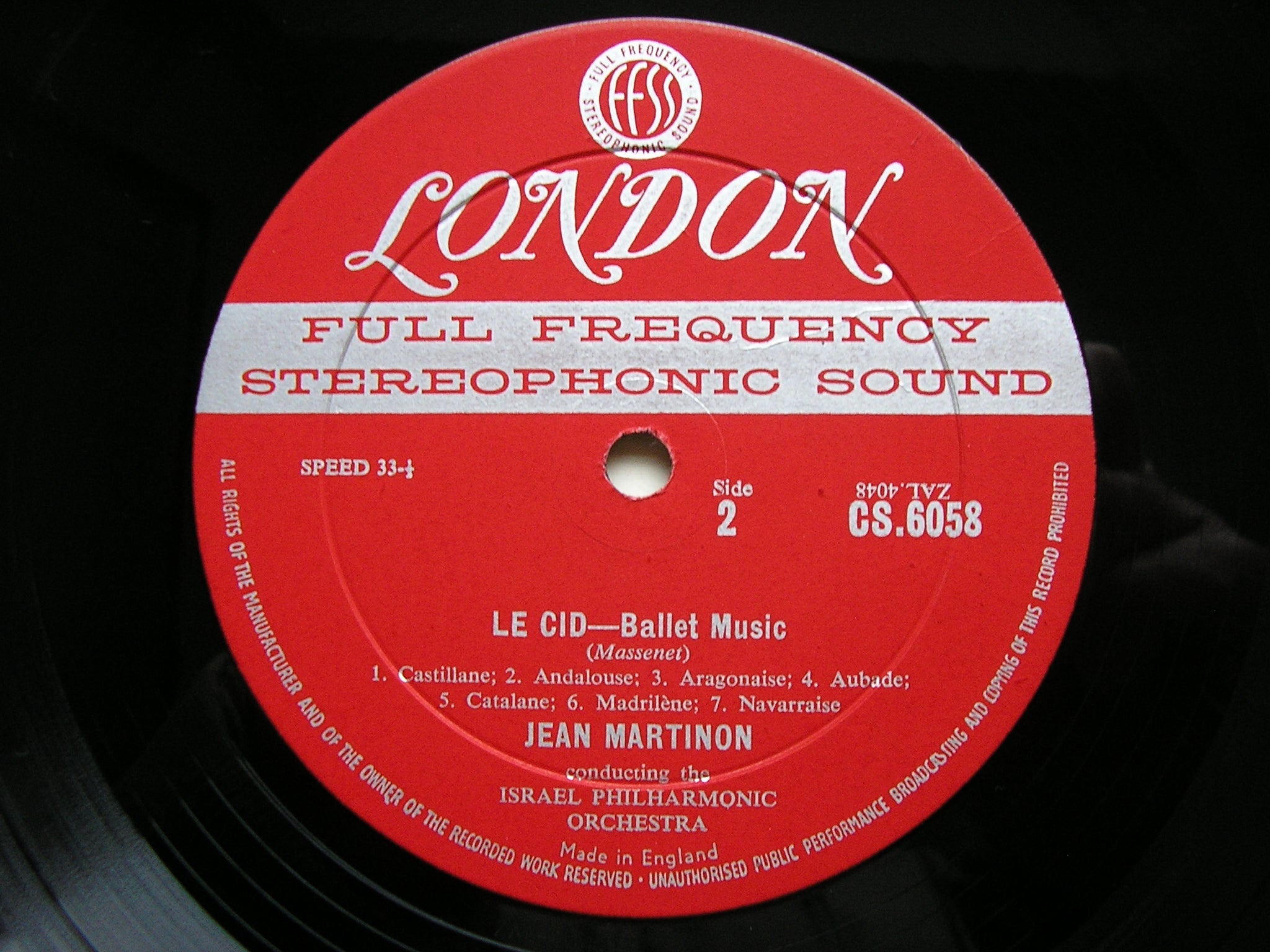 MASSENET: LE CID / MEYERBEER: LES PATINEURS   MARTINON / ISRAEL PHILHARMONIC   CS 6058